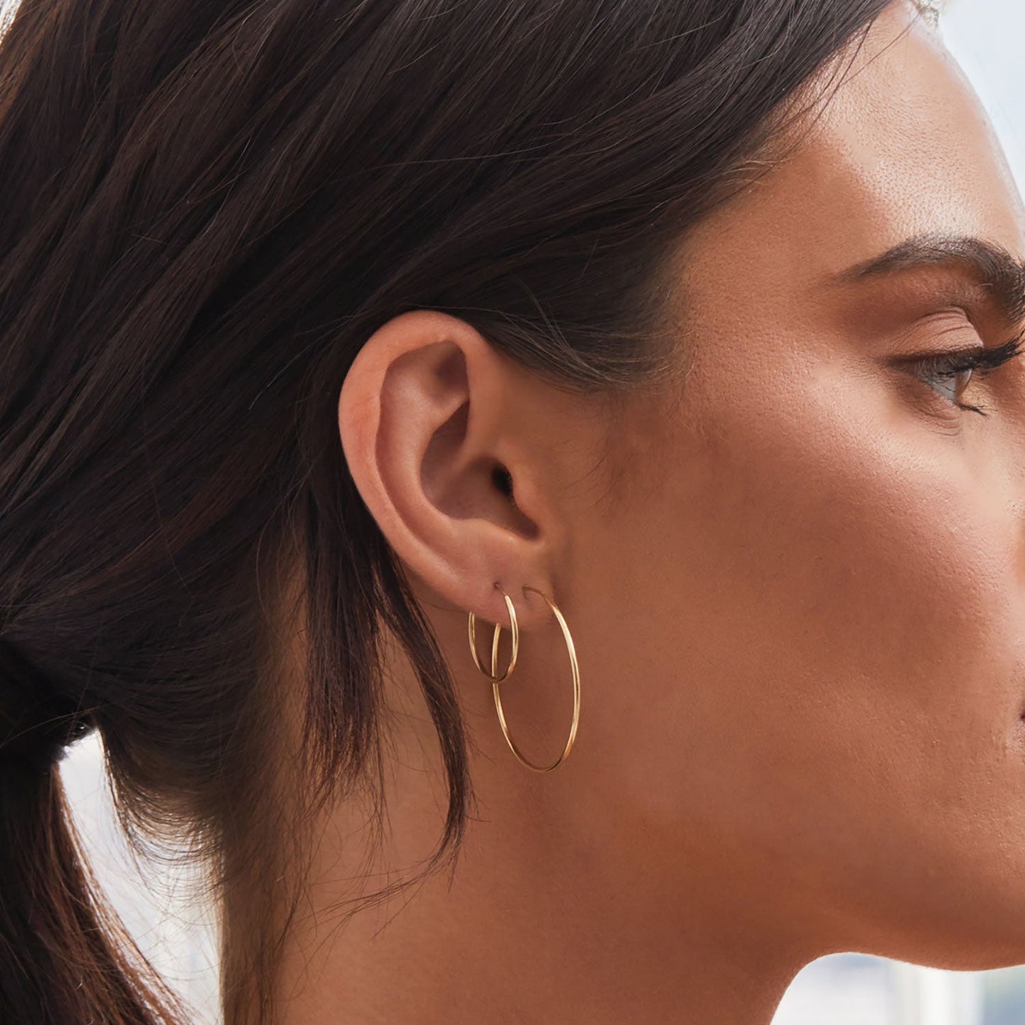 Endless Gold Hoop Earrings - Lotus Diamond