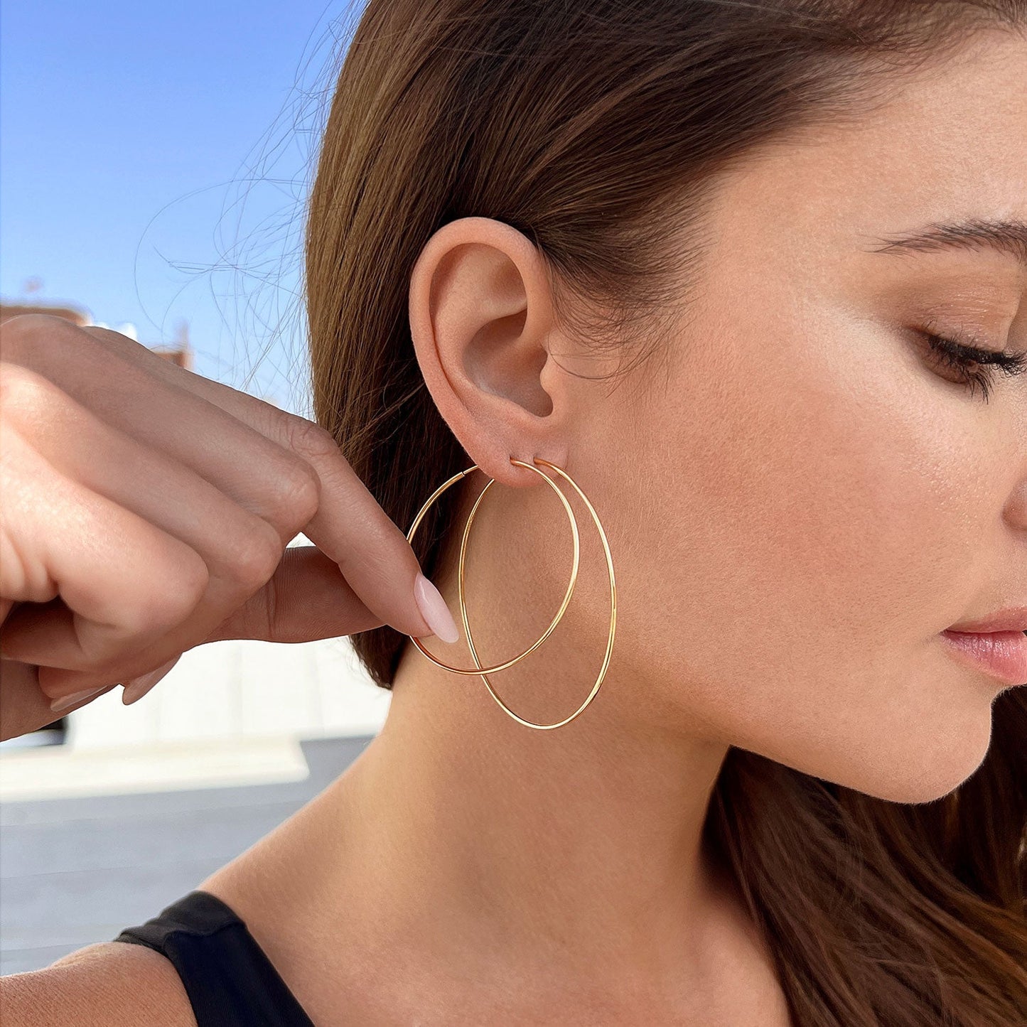 Endless Gold Hoop Earrings - Lotus Diamond
