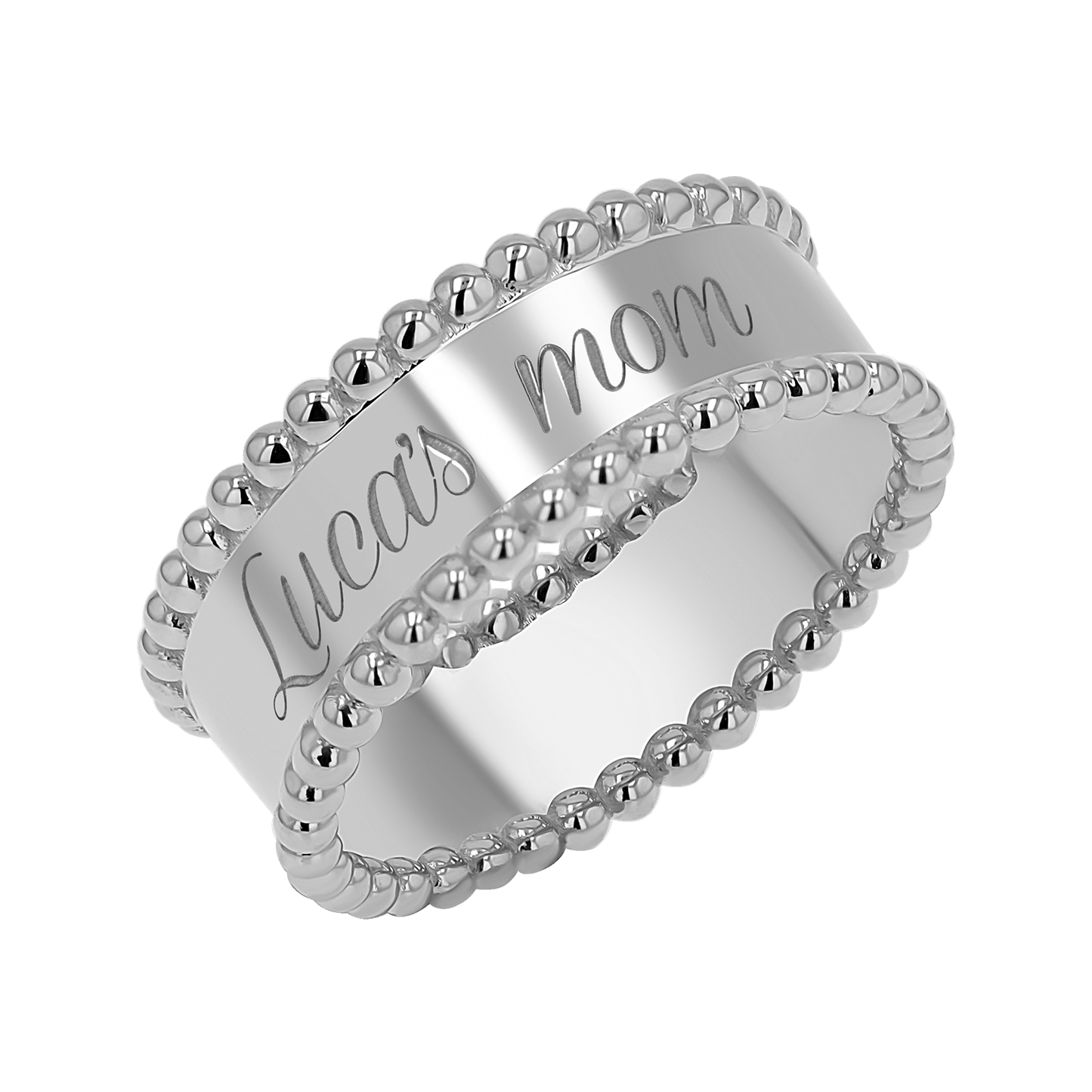 Engravable Beaded Dome Band - Lotus Diamond