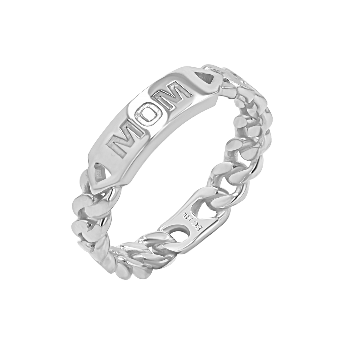 Engravable Cuban Link Ring - Lotus Diamond