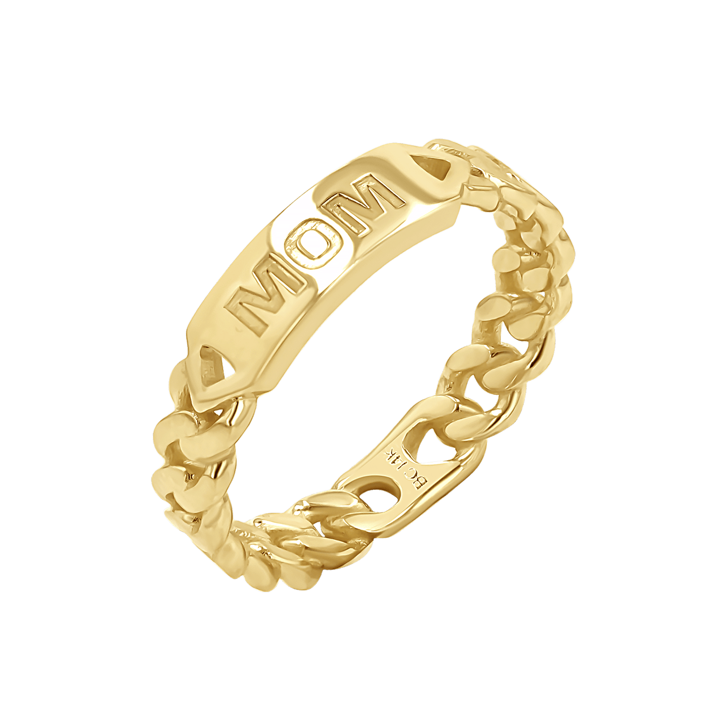 Engravable Cuban Link Ring - Lotus Diamond