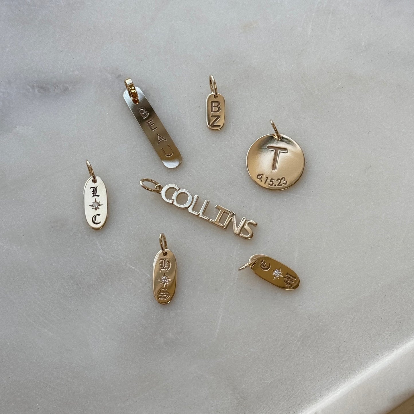 Engravable Initial & Date Charm - Lotus Diamond