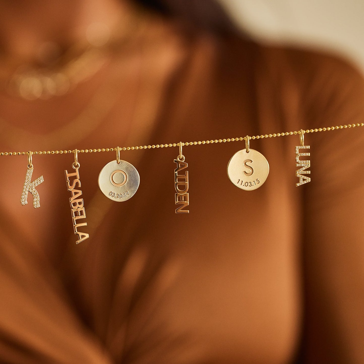 Engravable Initial & Date Charm - Lotus Diamond