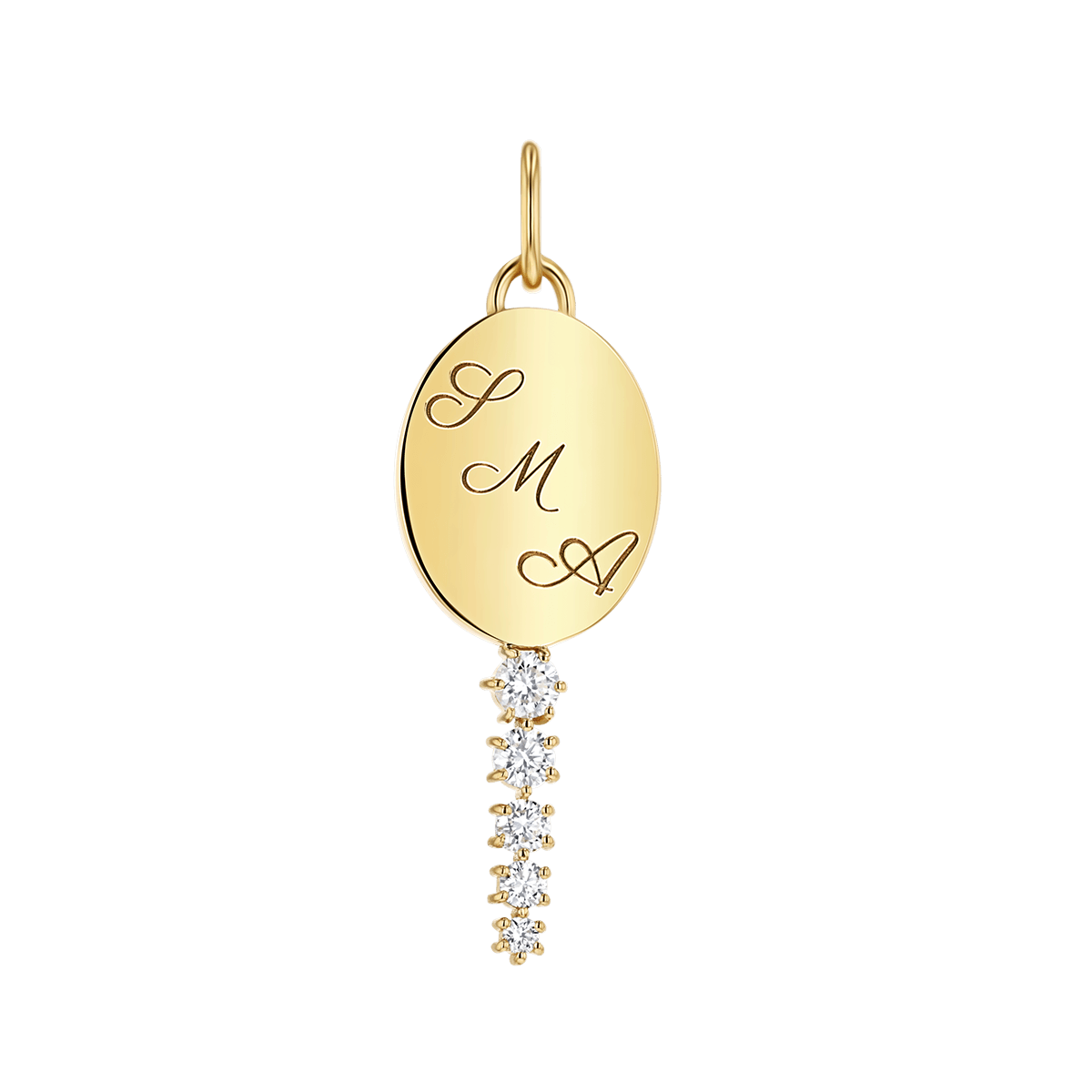 Engravable Tapered Diamond Key Charm - Lotus Diamond