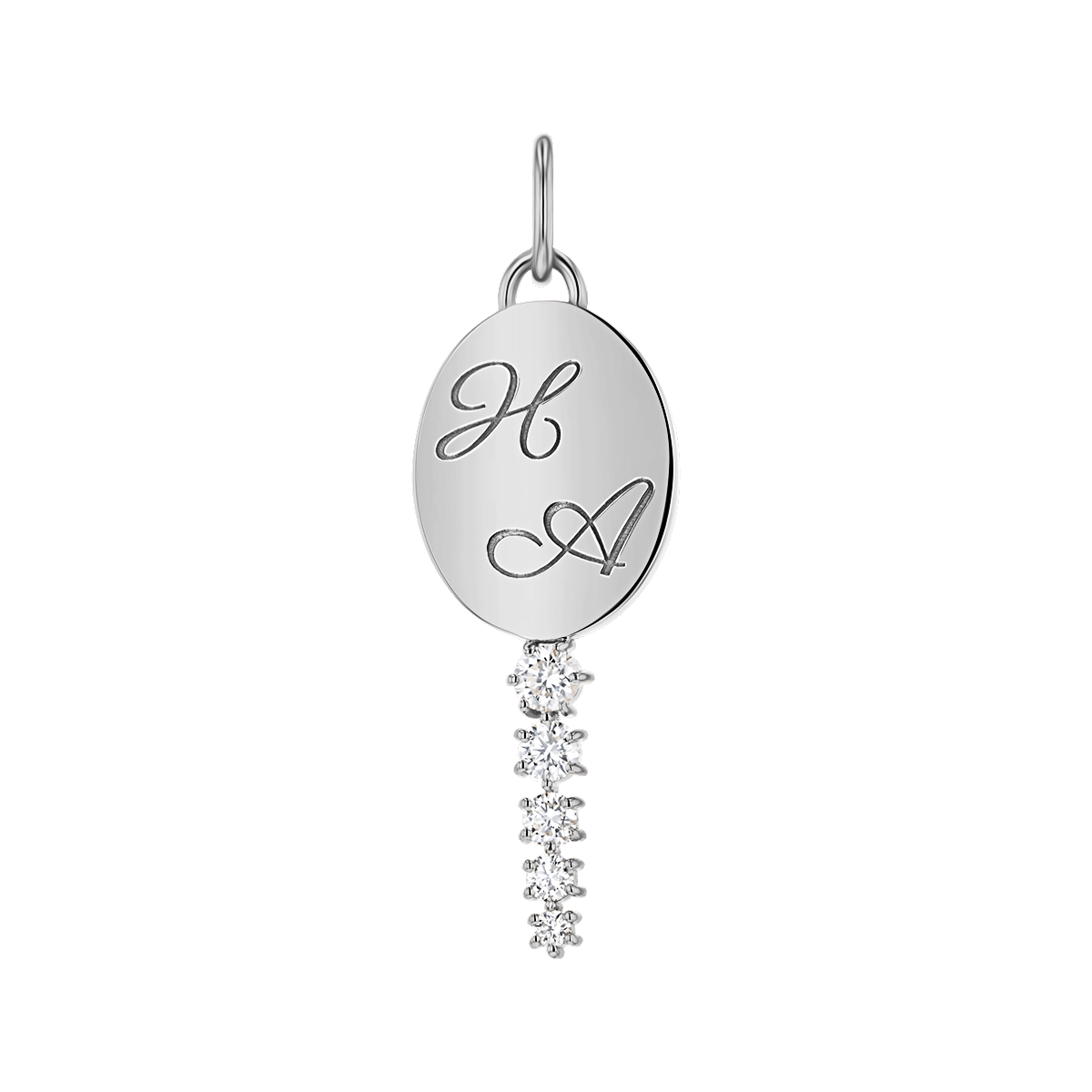 Engravable Tapered Diamond Key Charm - Lotus Diamond