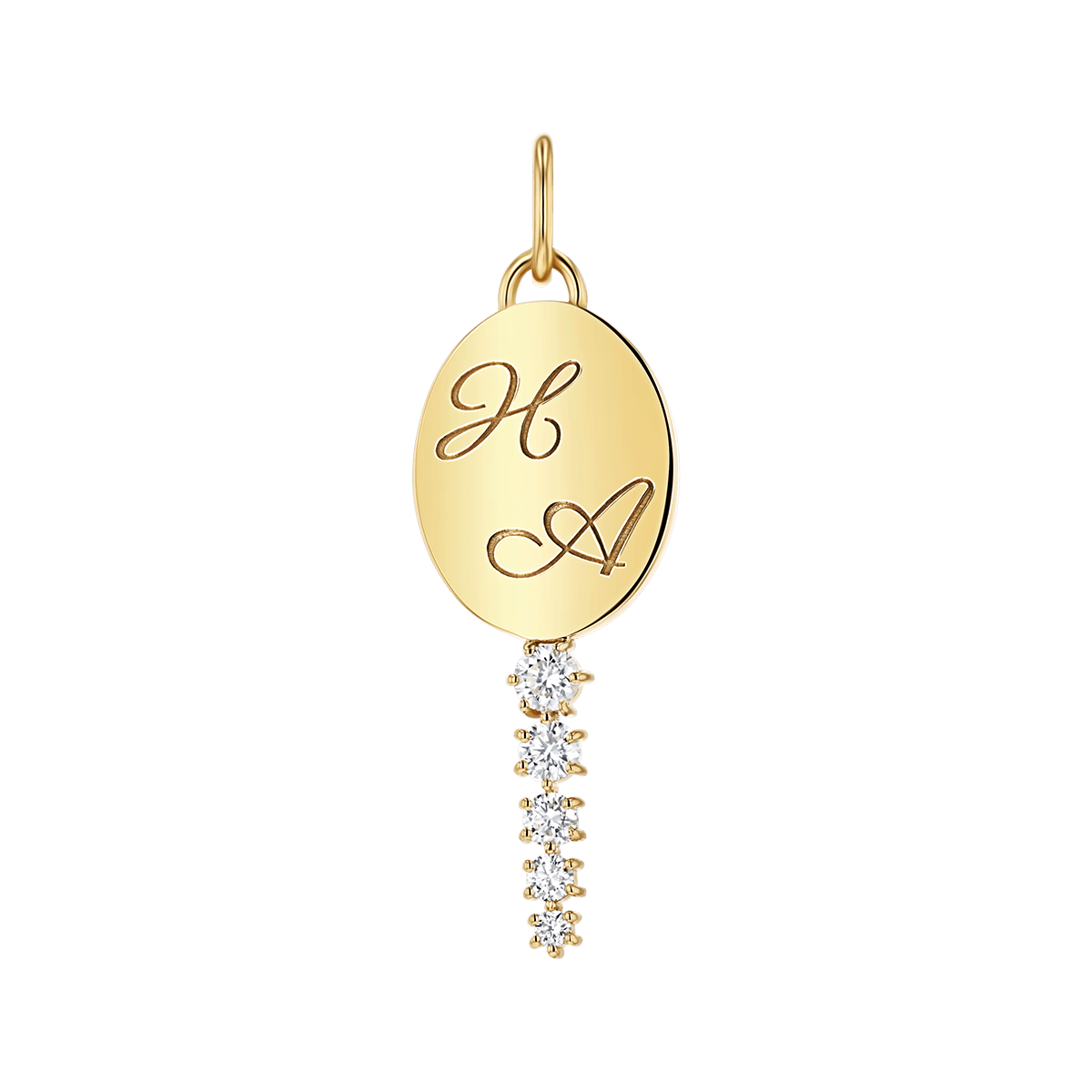 Engravable Tapered Diamond Key Charm - Lotus Diamond