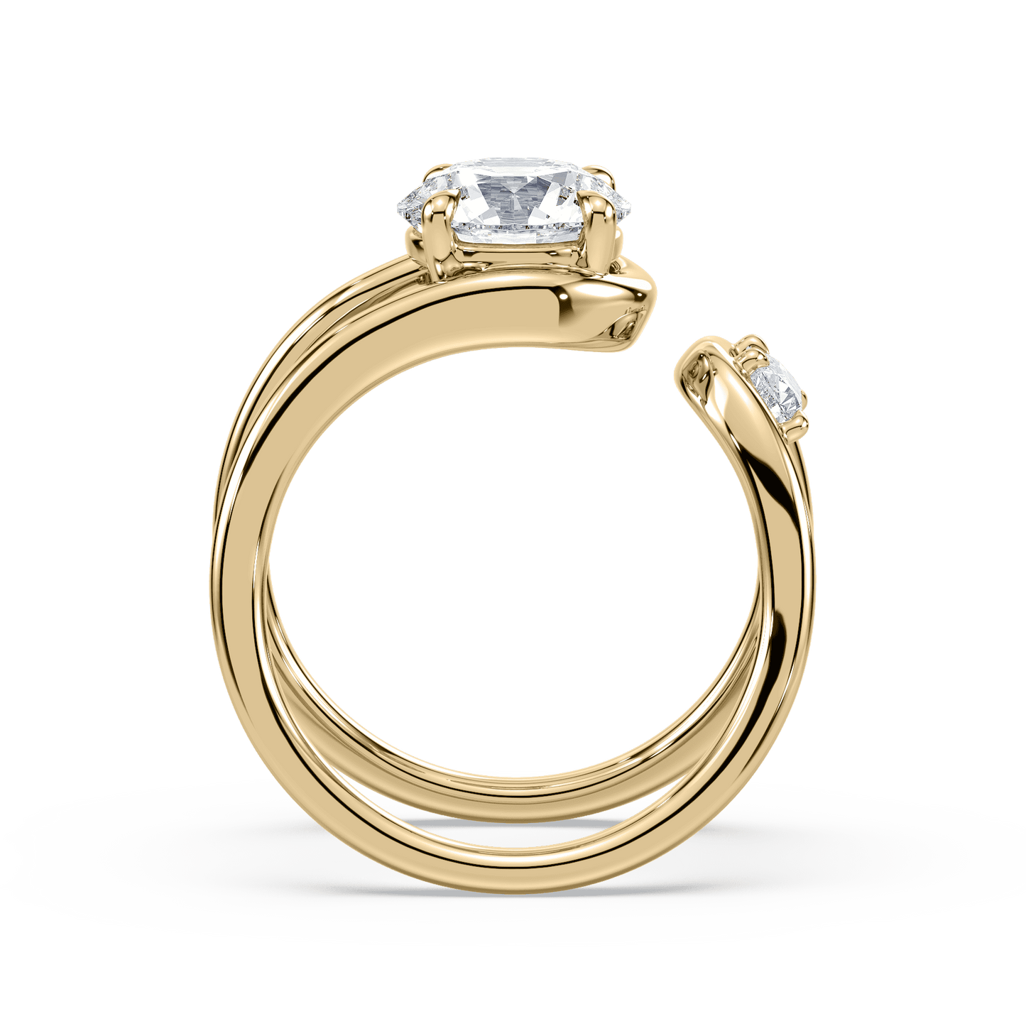 Ethereal 18K Yellow 4.01 CT Euro Round Lab Diamond Ring Size 7.0 - Lotus Diamond