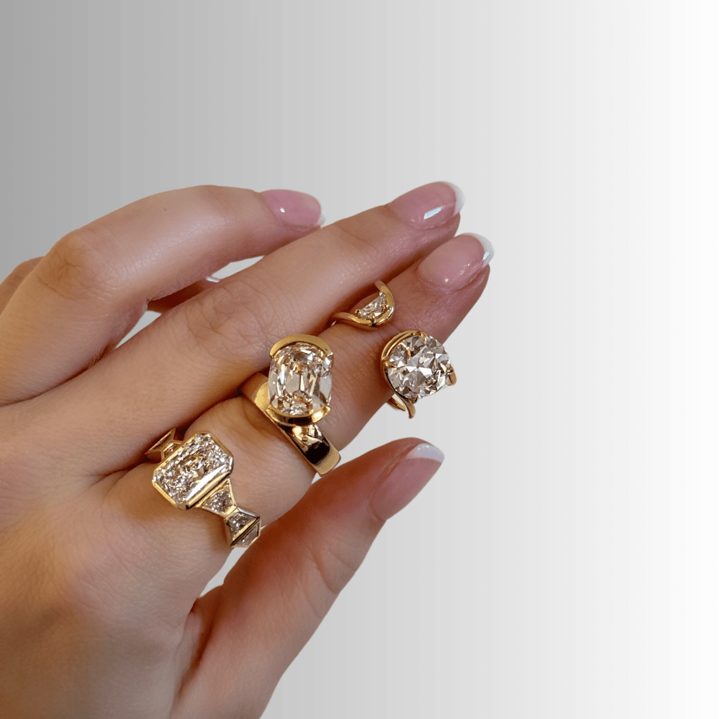 Ethereal 18K Yellow 4.01 CT Euro Round Lab Diamond Ring Size 7.0 - Lotus Diamond