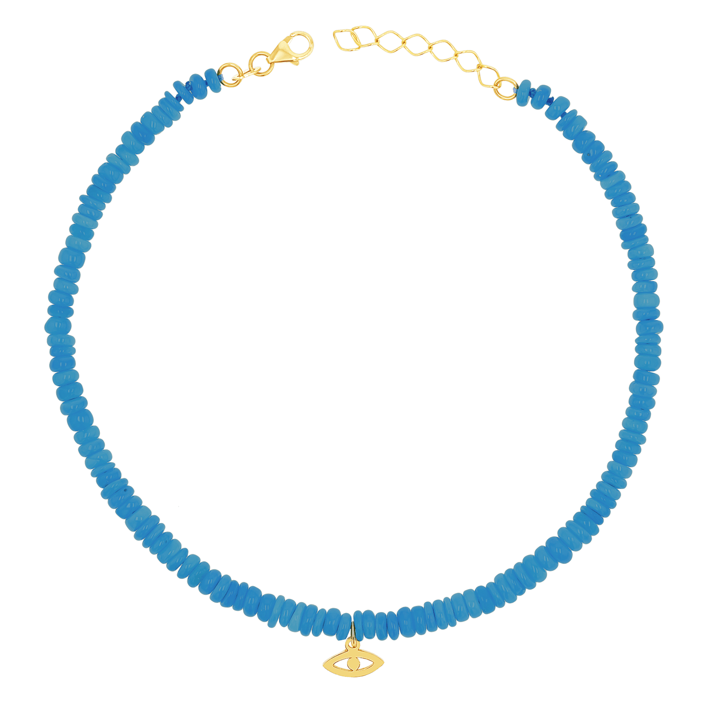 Evil Eye Neon Blue Opal Anklet - Lotus Diamond