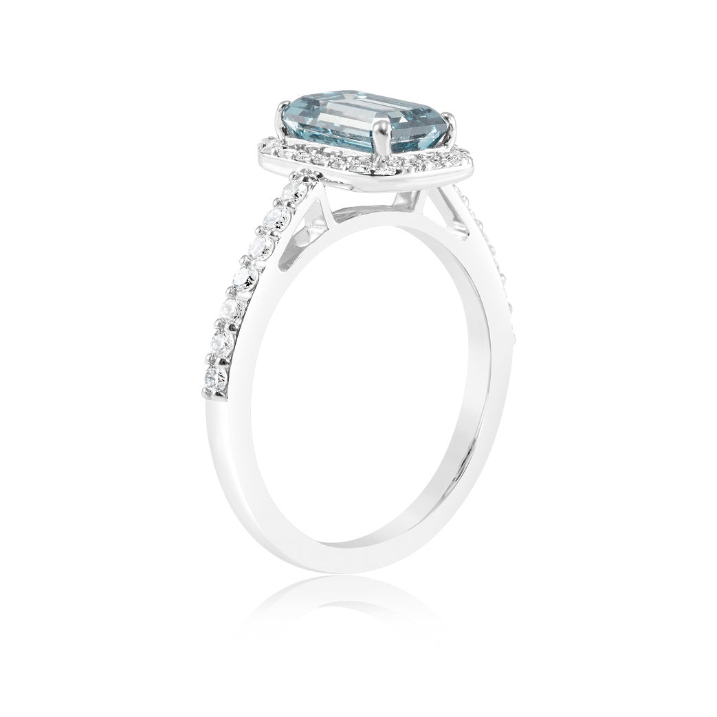 Fancy Blue Emerald Lab Grown Diamond Ring 1.89 ct - Lotus Diamond