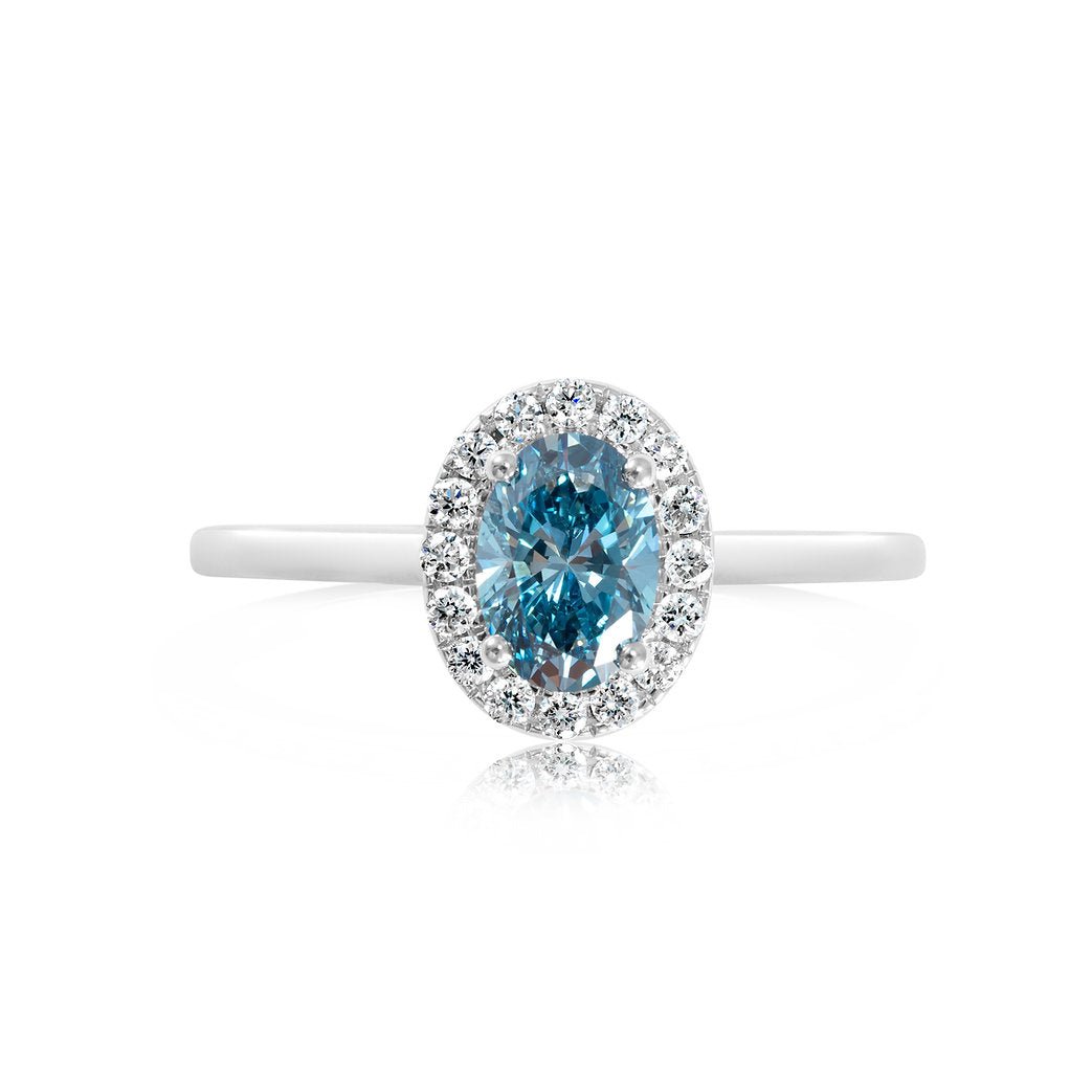 Fancy Blue Lab grown Diamond Ring 0.84ctw - Lotus Diamond