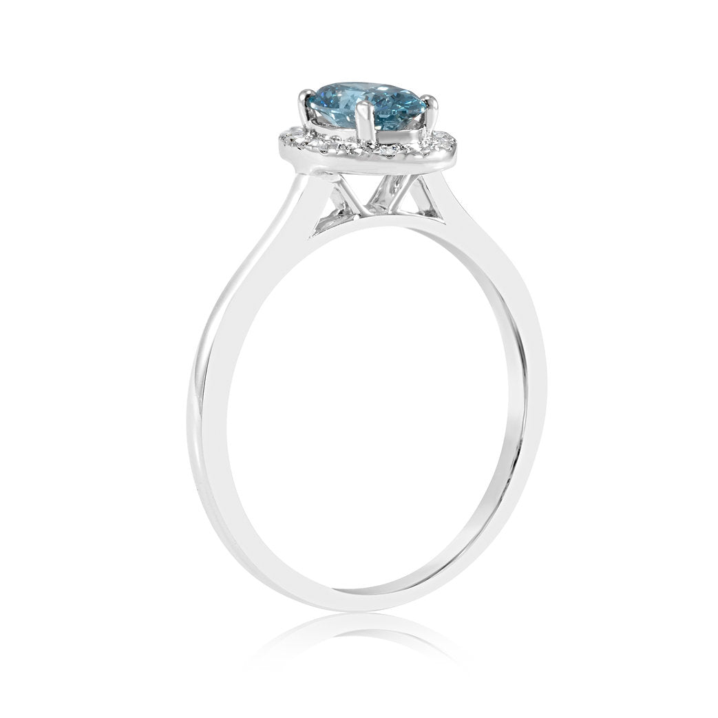 Fancy Blue Lab grown Diamond Ring 0.84ctw - Lotus Diamond