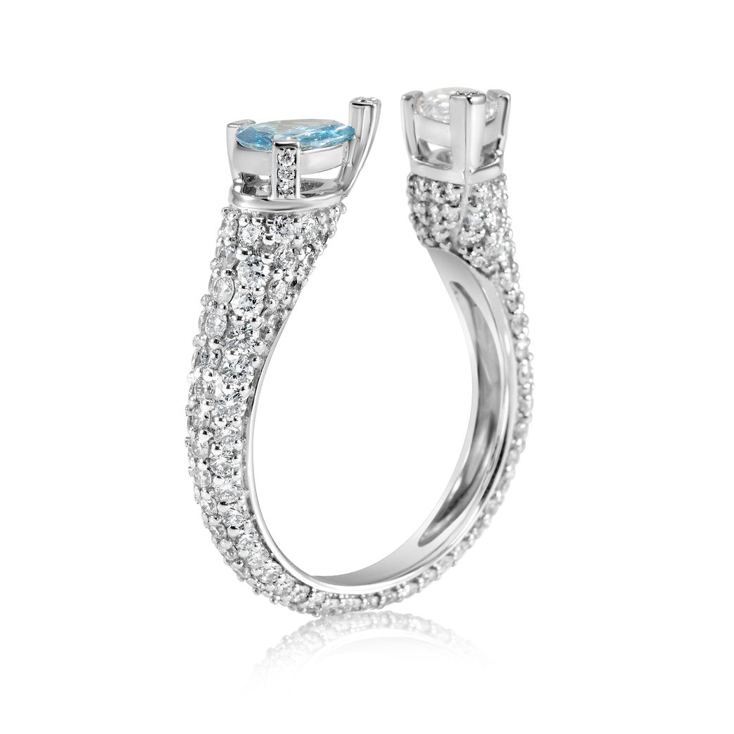 Fancy Blue Lab grown Diamond Ring 2.07ctw - Lotus Diamond