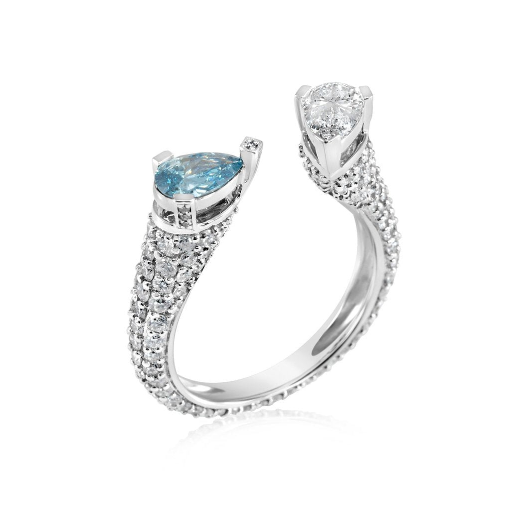 Fancy Blue Lab grown Diamond Ring 2.07ctw - Lotus Diamond