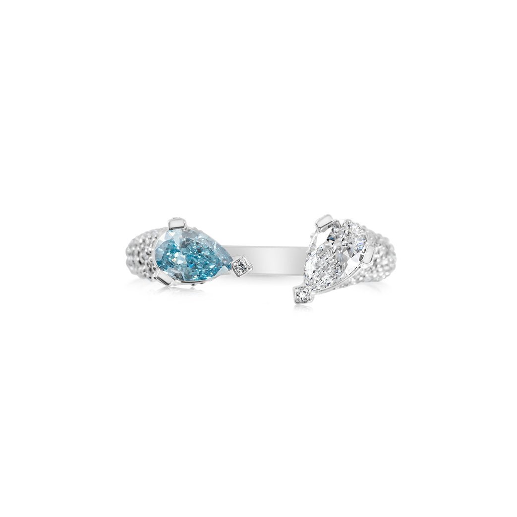 Fancy Blue Lab grown Diamond Ring 2.07ctw - Lotus Diamond