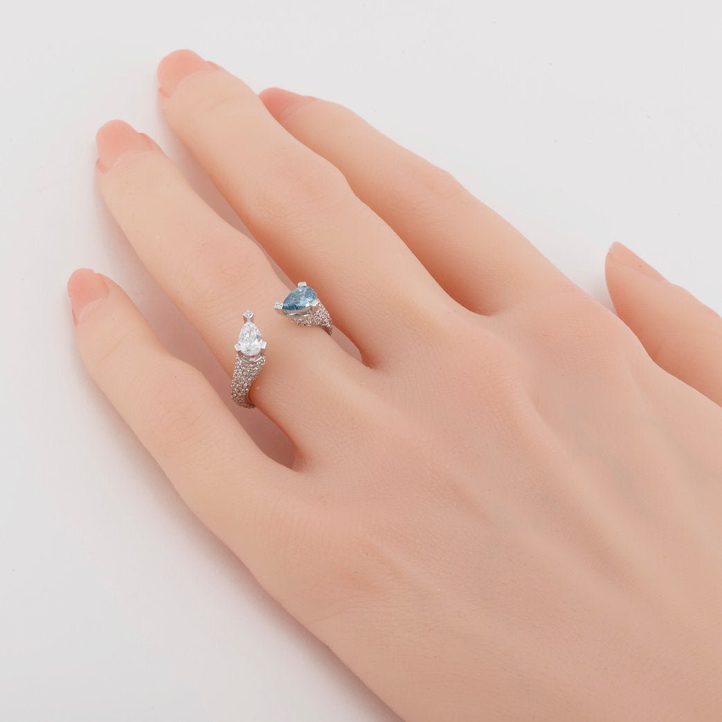 Fancy Blue Lab grown Diamond Ring 2.07ctw - Lotus Diamond
