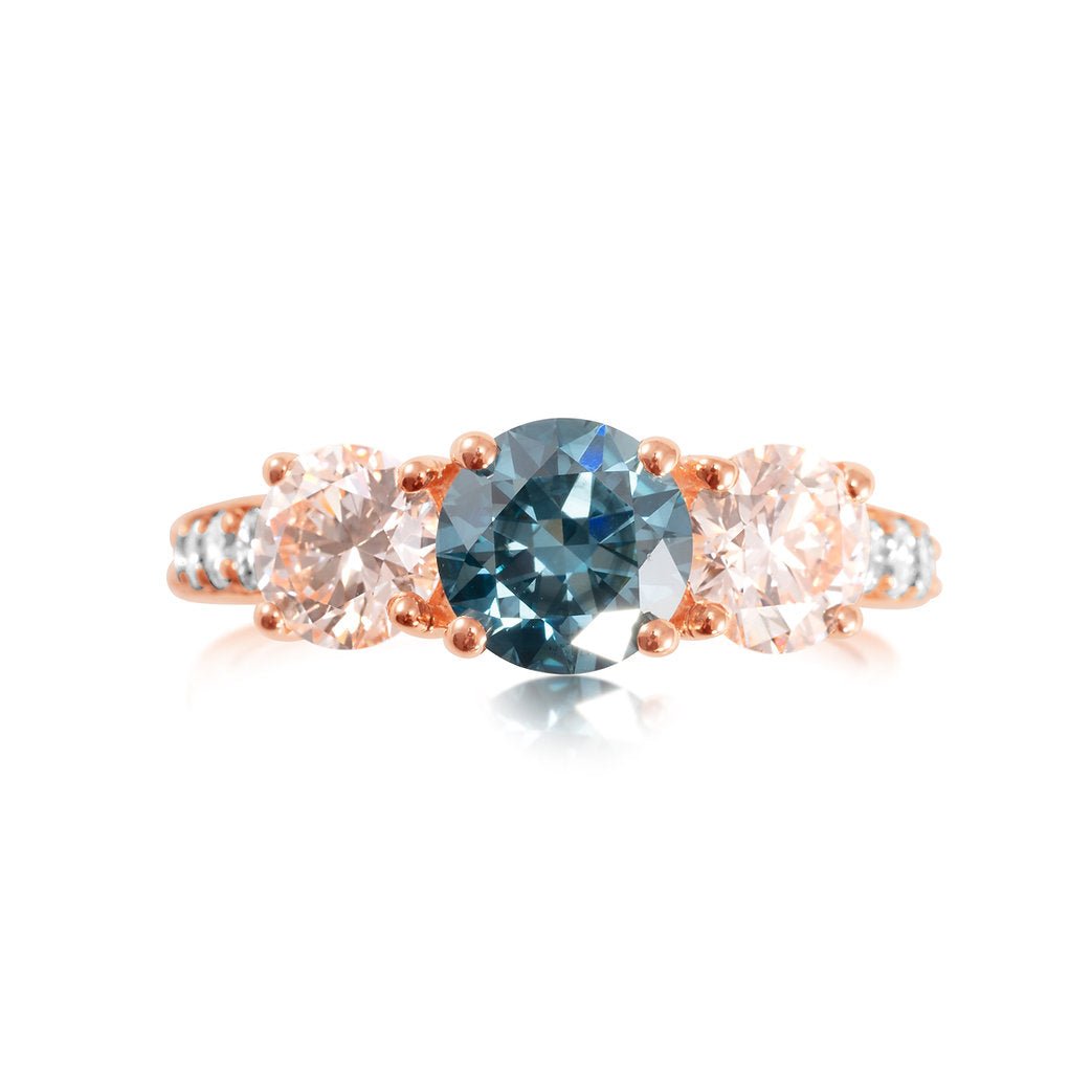 Fancy Blue Lab grown Diamond Ring 3.11ctw - Lotus Diamond