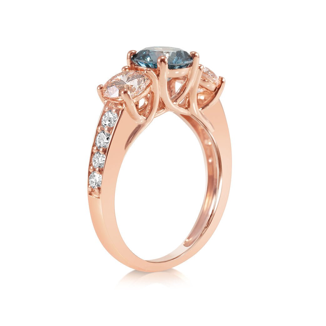 Fancy Blue Lab grown Diamond Ring 3.11ctw - Lotus Diamond