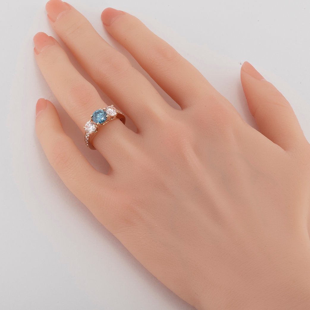 Fancy Blue Lab grown Diamond Ring 3.11ctw - Lotus Diamond