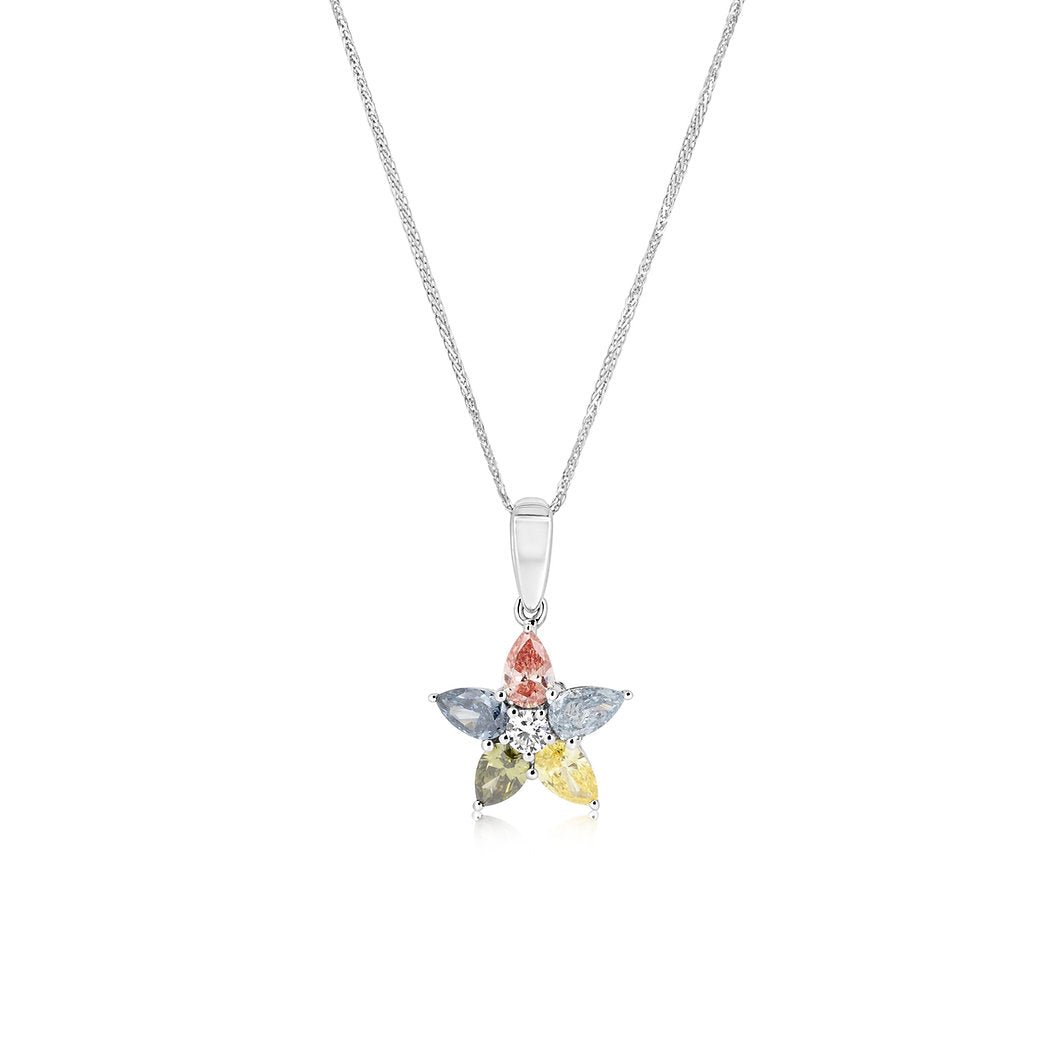 Fancy colour Lab - grown Diamond Necklace 0.75 ctw - Lotus Diamond