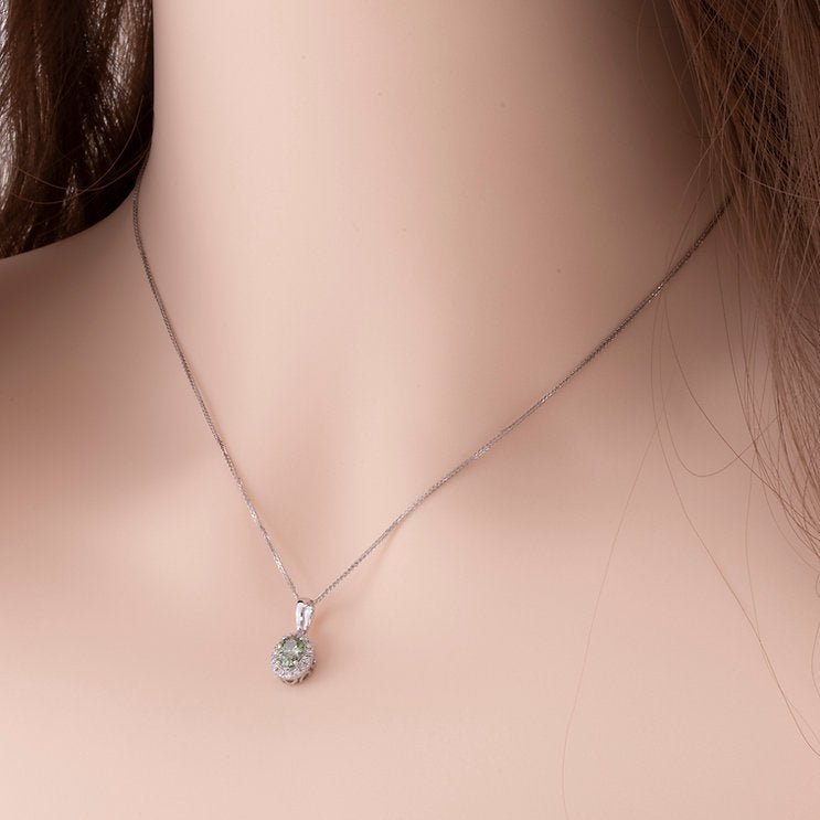 Fancy Green Oval Lab - Grown Diamond Pendant - Lotus Diamond
