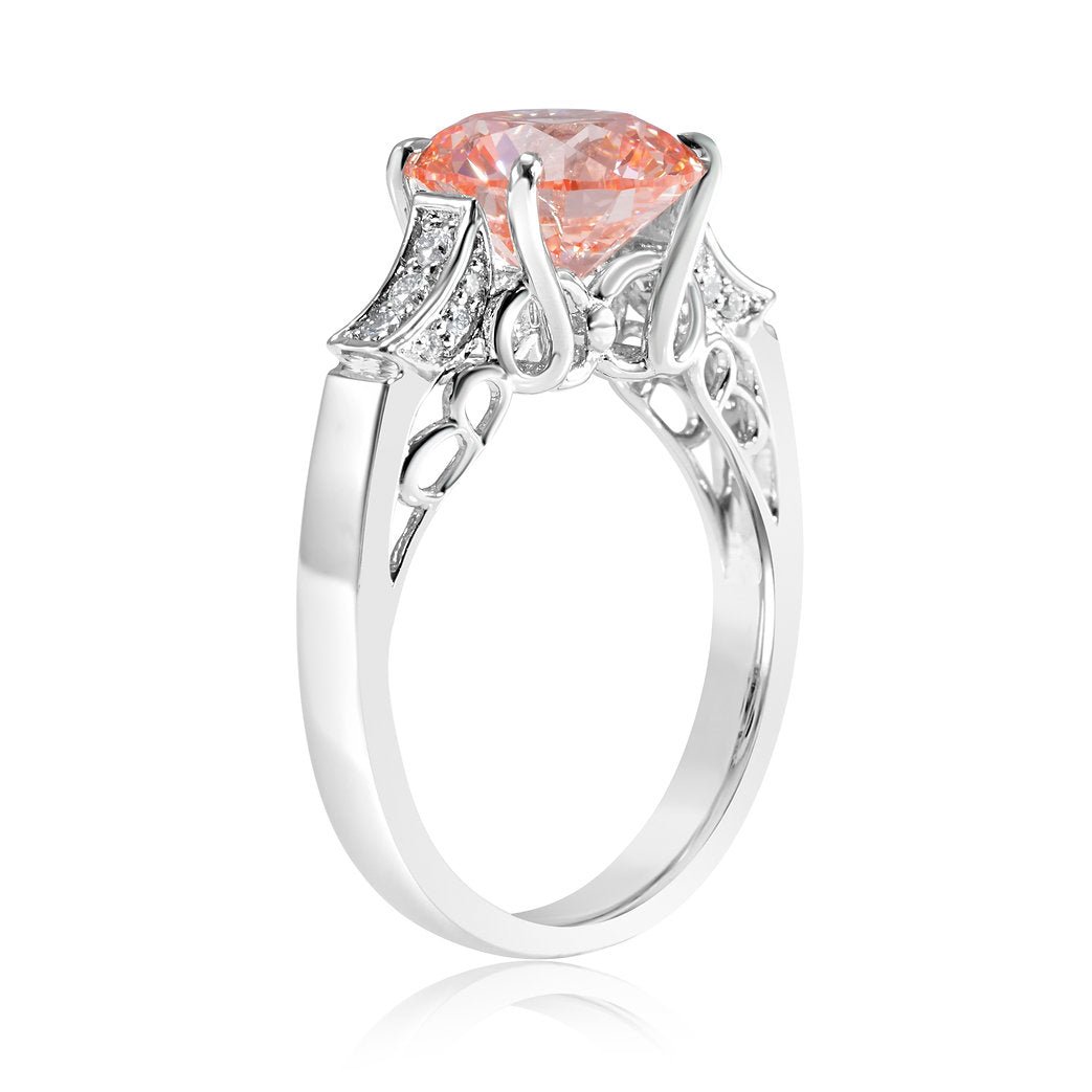 Fancy Pink Lab - grown Diamond Ring 3.32 ctw - Lotus Diamond
