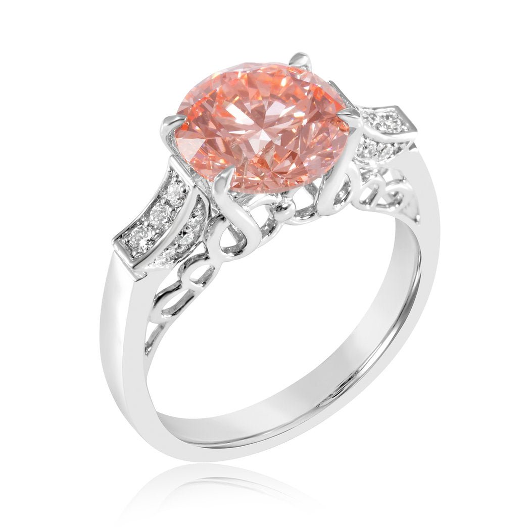 Fancy Pink Lab - grown Diamond Ring 3.32 ctw - Lotus Diamond