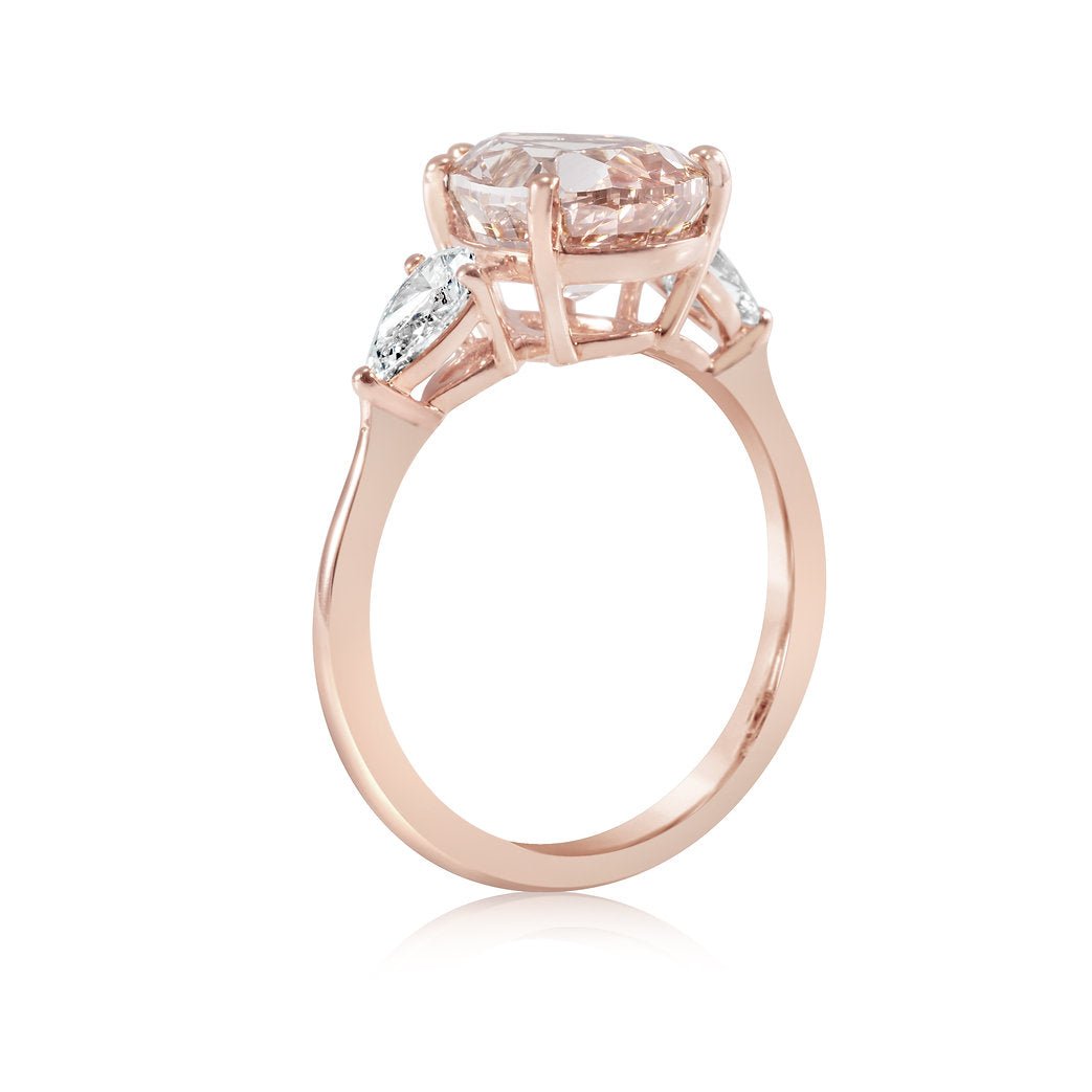 Fancy Pink Pear Shaped Lab Grown Diamond Ring 3.97 ctw - Lotus Diamond