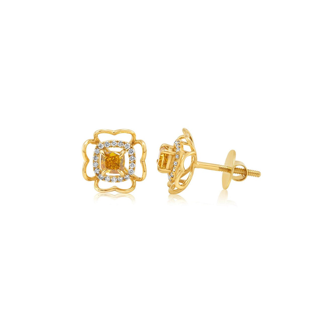 Fancy Yellow Lab - grown Diamond Earrings 0.62 ctw - Lotus Diamond