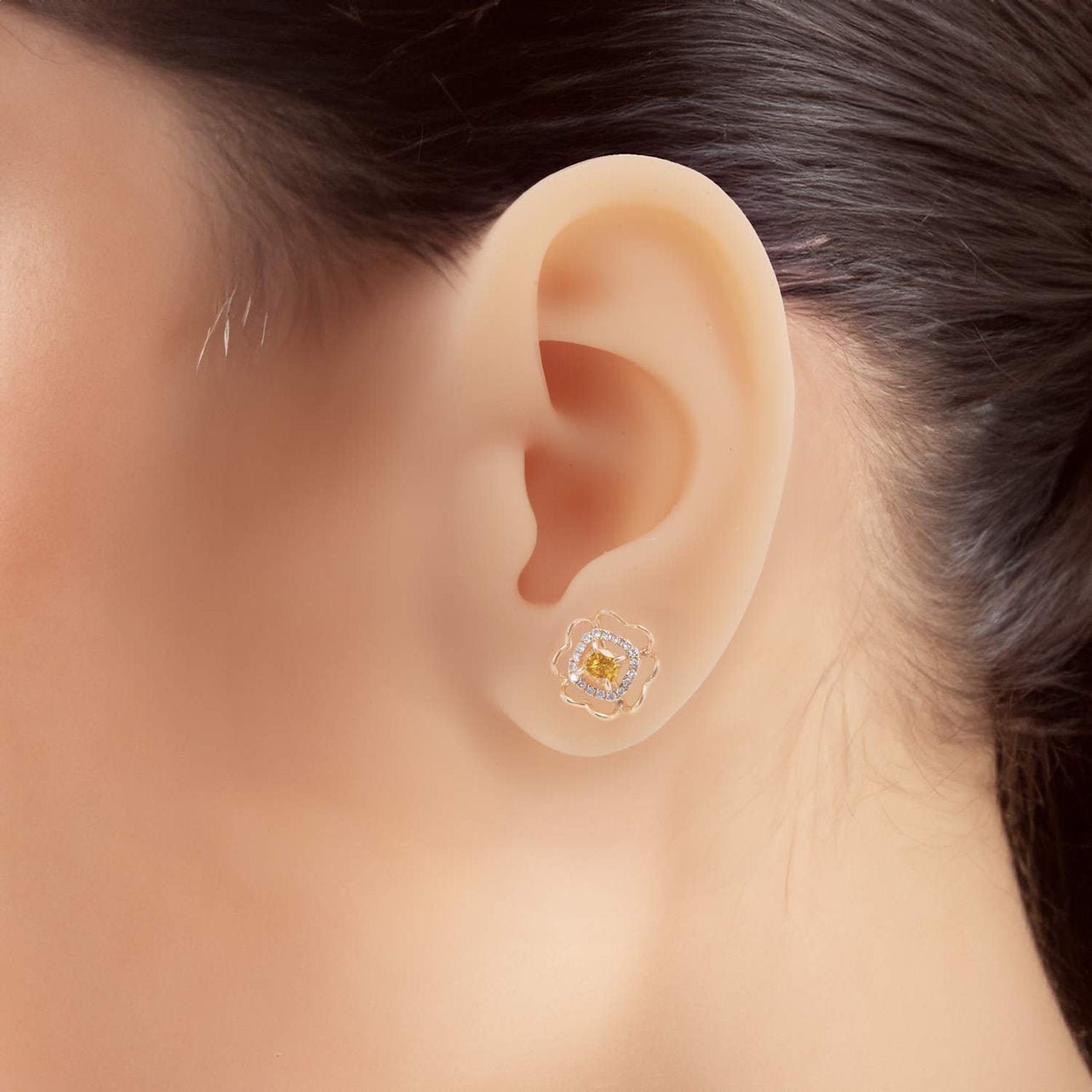 Fancy Yellow Lab - grown Diamond Earrings 0.62 ctw - Lotus Diamond