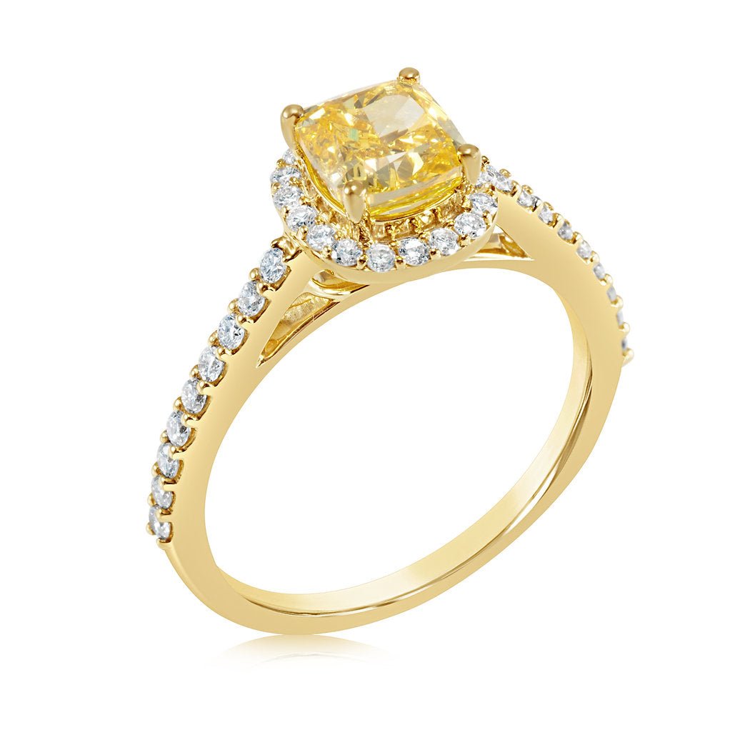 Fancy Yellow Lab grown Diamond Ring 1.71ctw - Lotus Diamond
