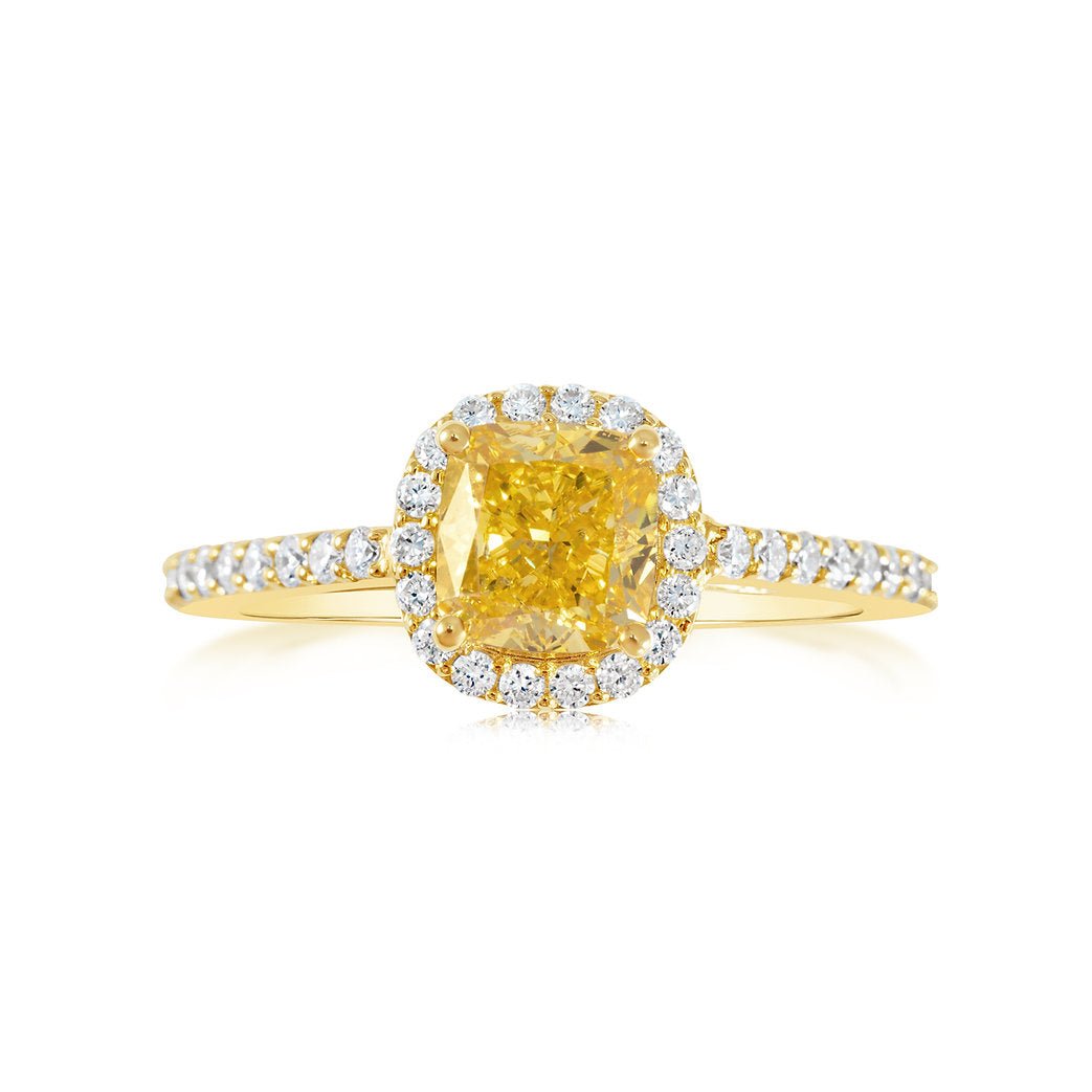 Fancy Yellow Lab grown Diamond Ring 1.71ctw - Lotus Diamond