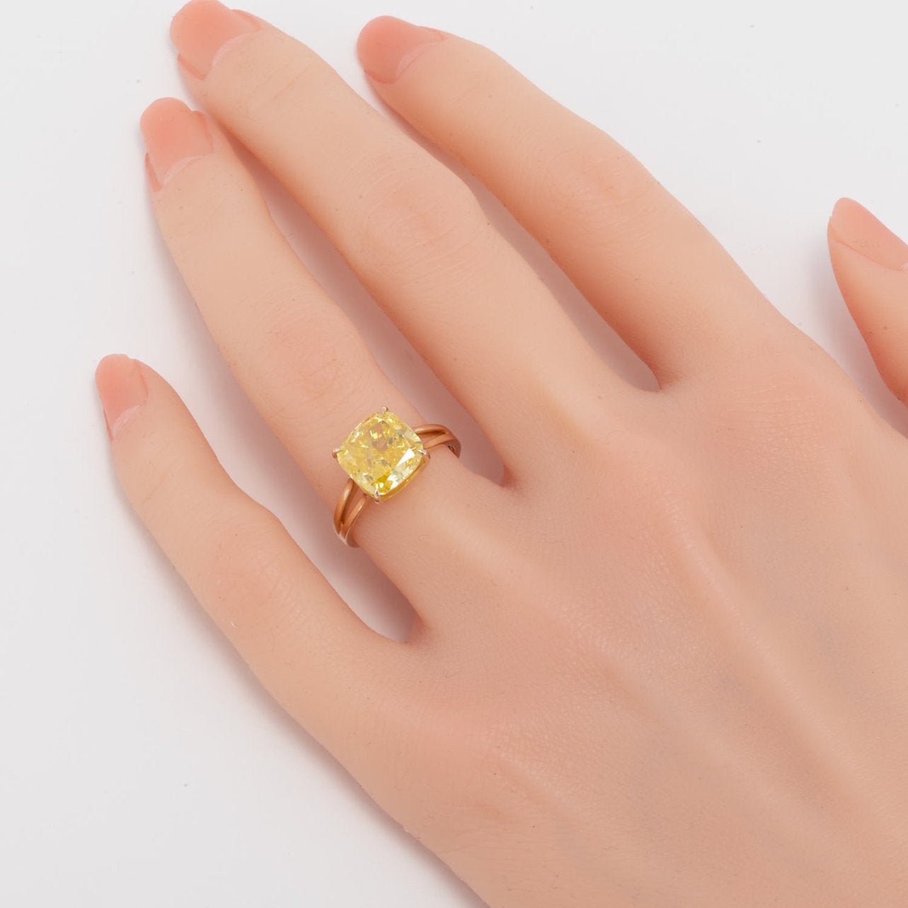 Fancy Yellow Lab grown Diamond Ring 5.04 ctw - Lotus Diamond