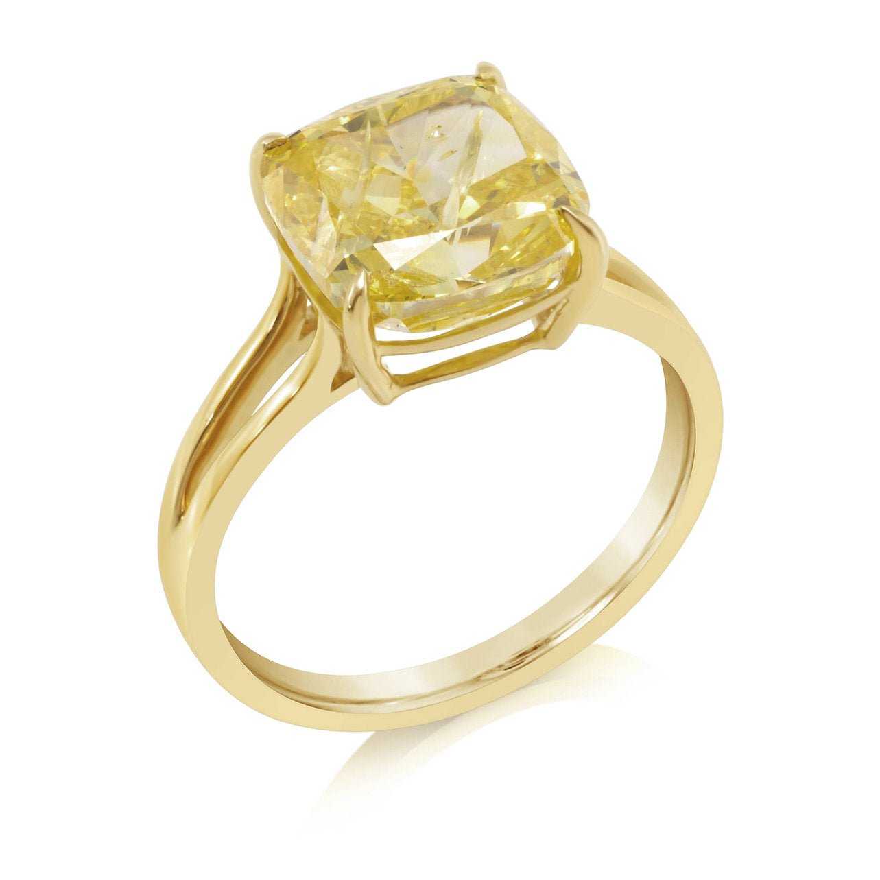 Fancy Yellow Lab grown Diamond Ring 5.04 ctw - Lotus Diamond