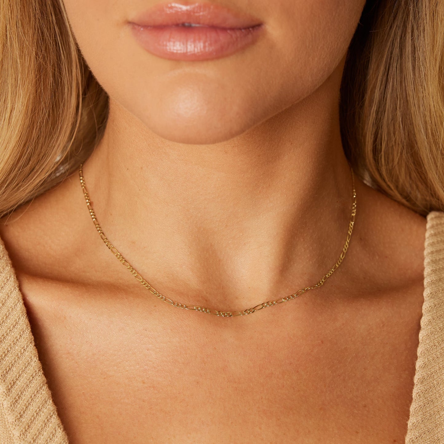 Figaro Chain Necklace - Lotus Diamond