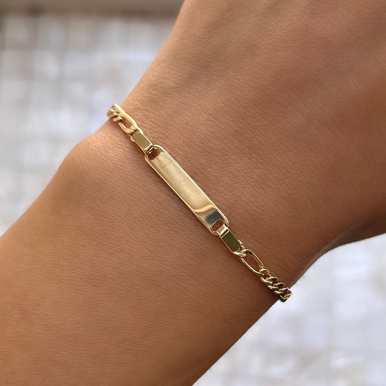 Figaro ID Bracelet - Lotus Diamond