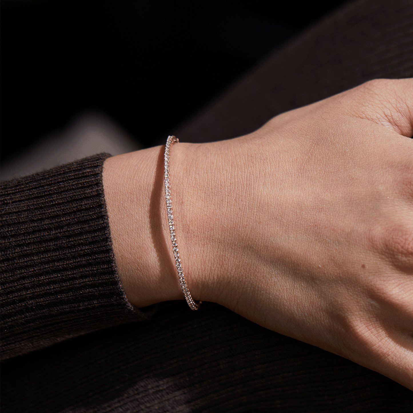 Flexible Diamond Tennis Bangle Bracelet - Lotus Diamond