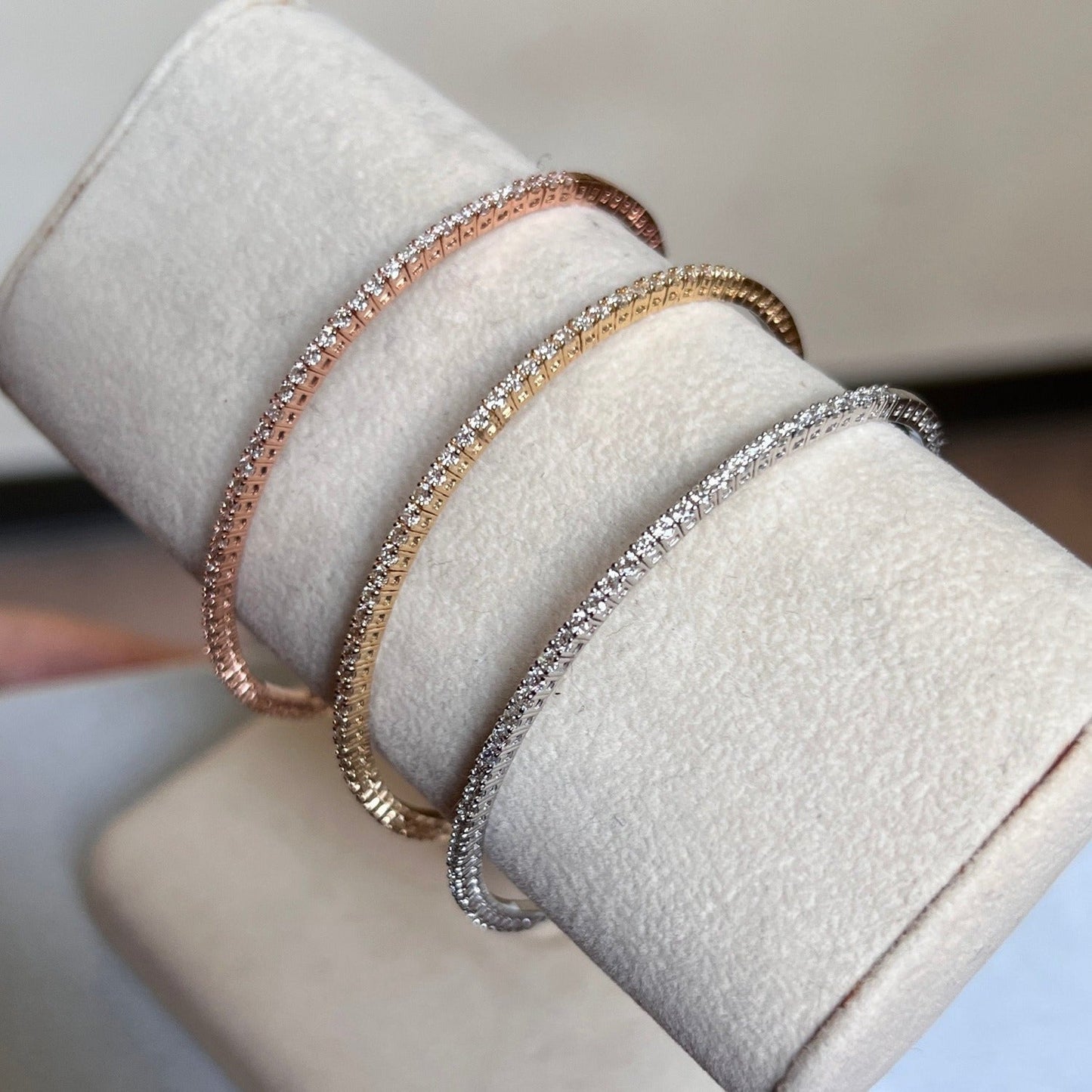 Flexible Diamond Tennis Bangle Bracelet - Lotus Diamond