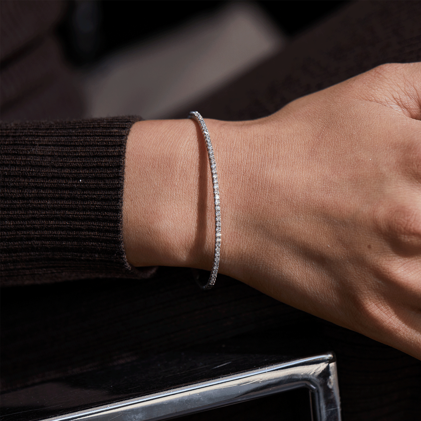 Flexible Diamond Tennis Bangle Bracelet - Lotus Diamond
