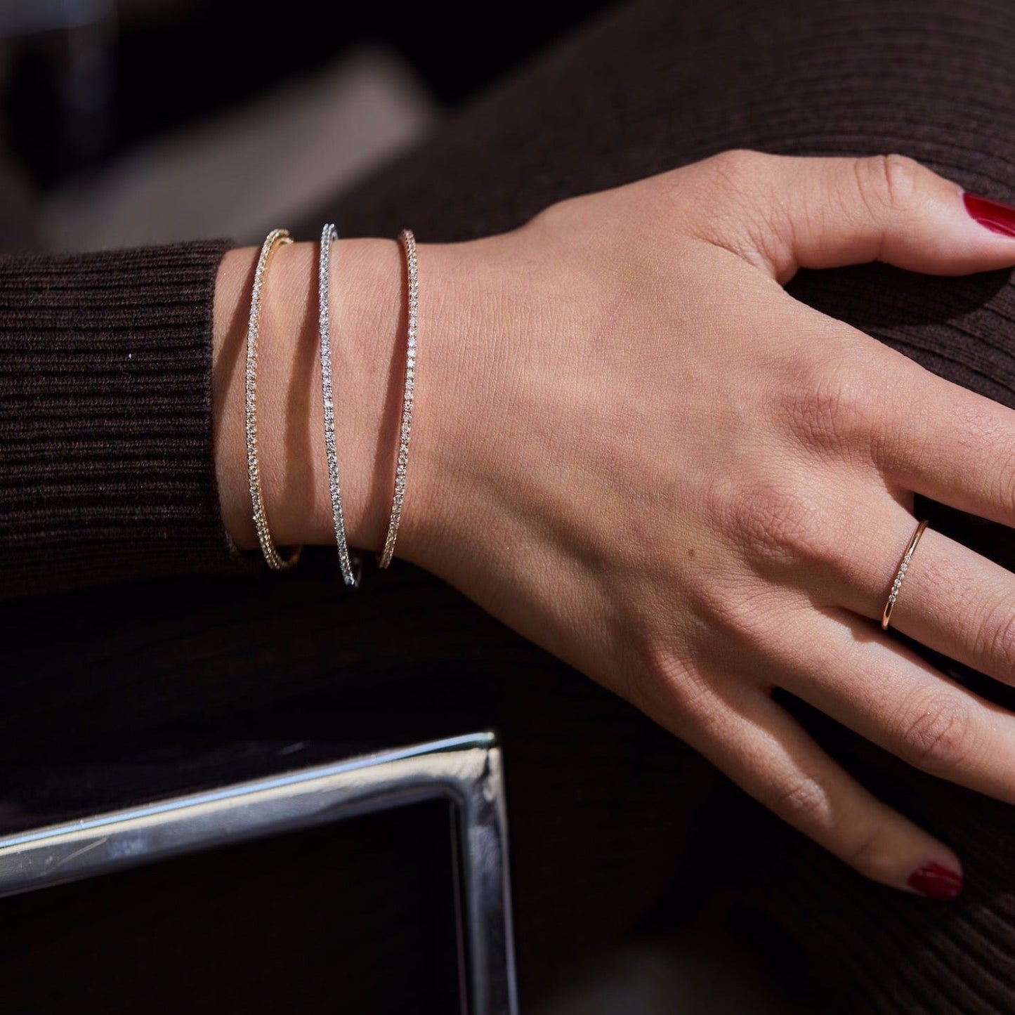 Flexible Diamond Tennis Bangle Bracelet - Lotus Diamond