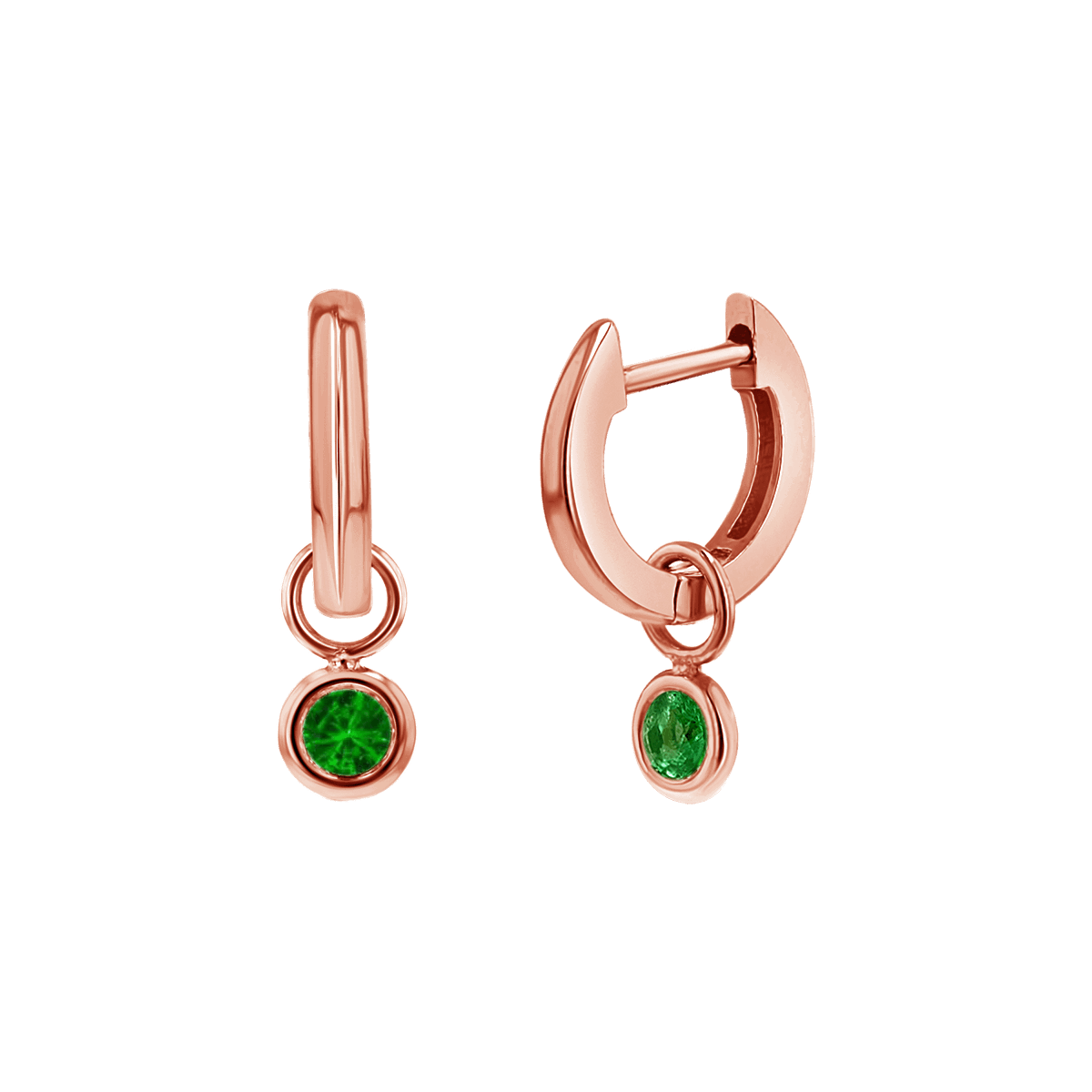 Gemstone Drop Huggies Hoops - Lotus Diamond