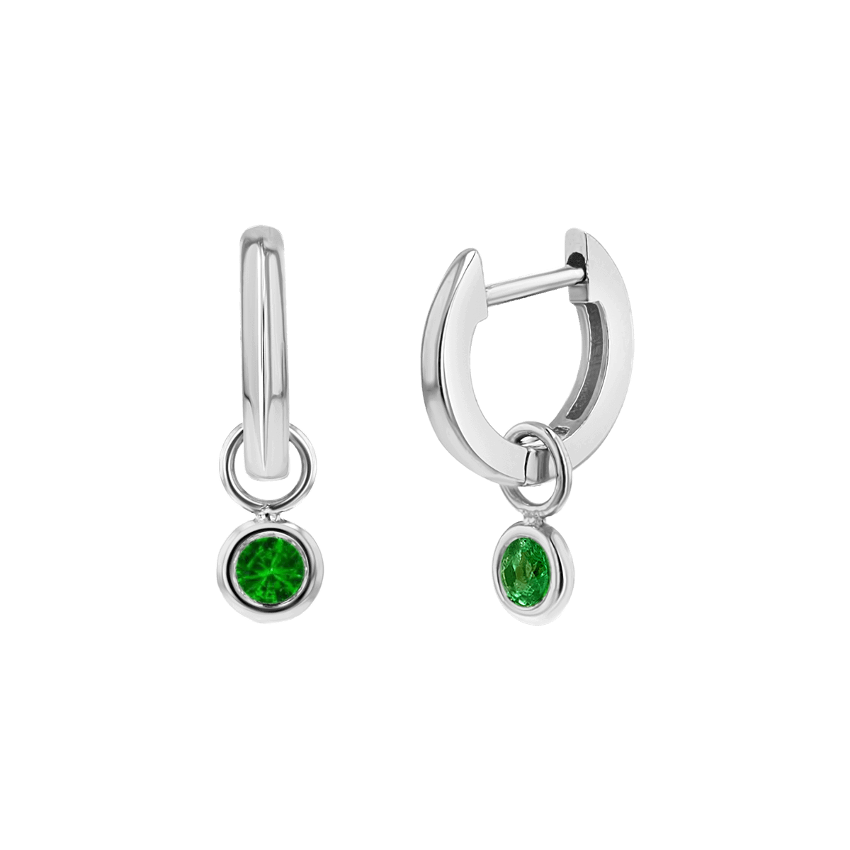 Gemstone Drop Huggies Hoops - Lotus Diamond