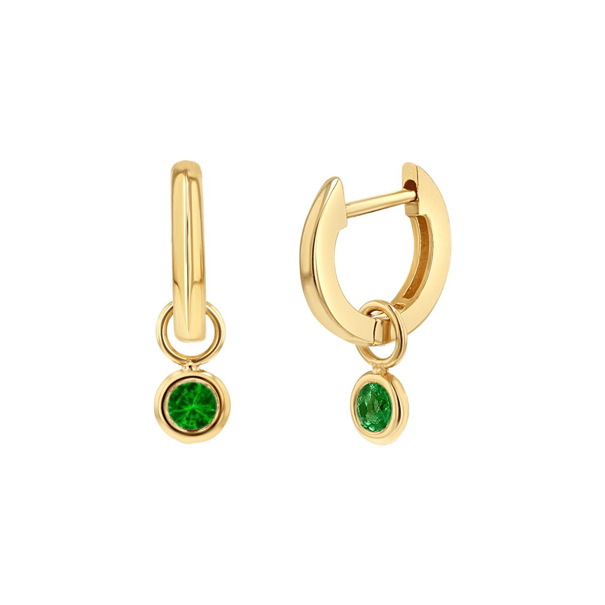 Gemstone Drop Huggies Hoops - Lotus Diamond