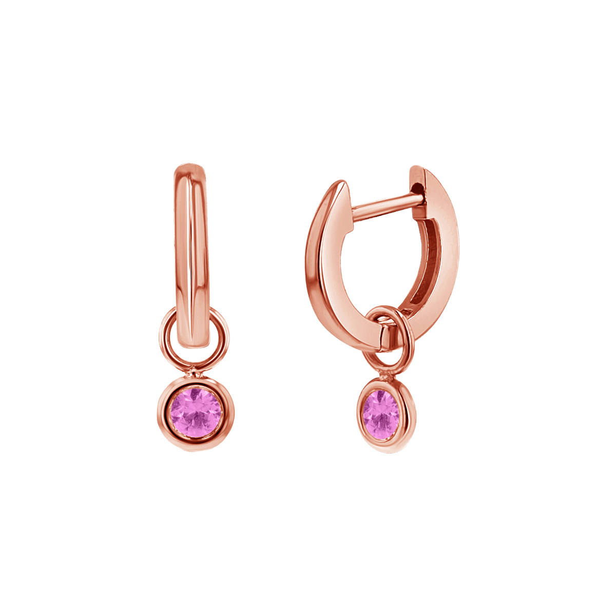 Gemstone Drop Huggies Hoops - Lotus Diamond