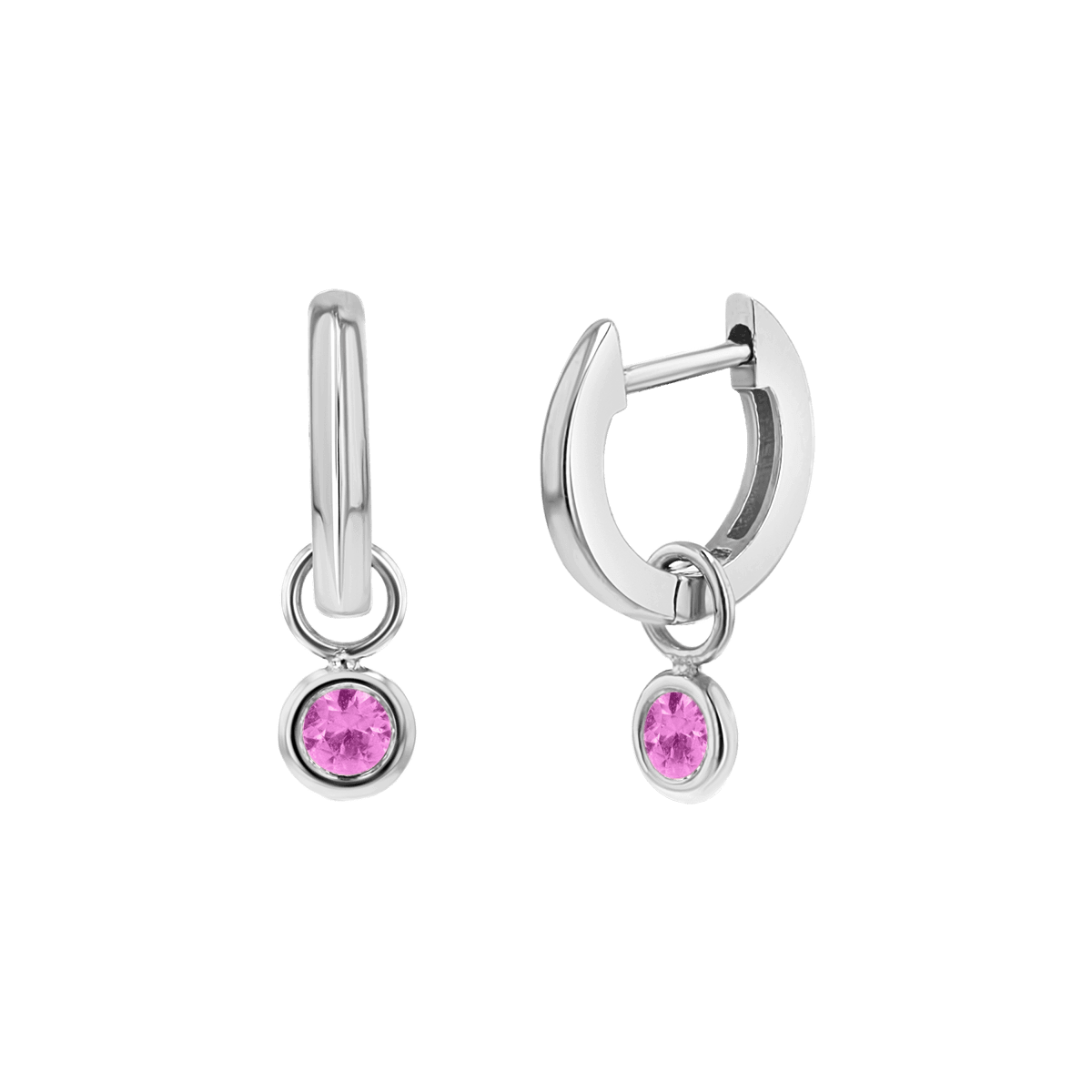 Gemstone Drop Huggies Hoops - Lotus Diamond
