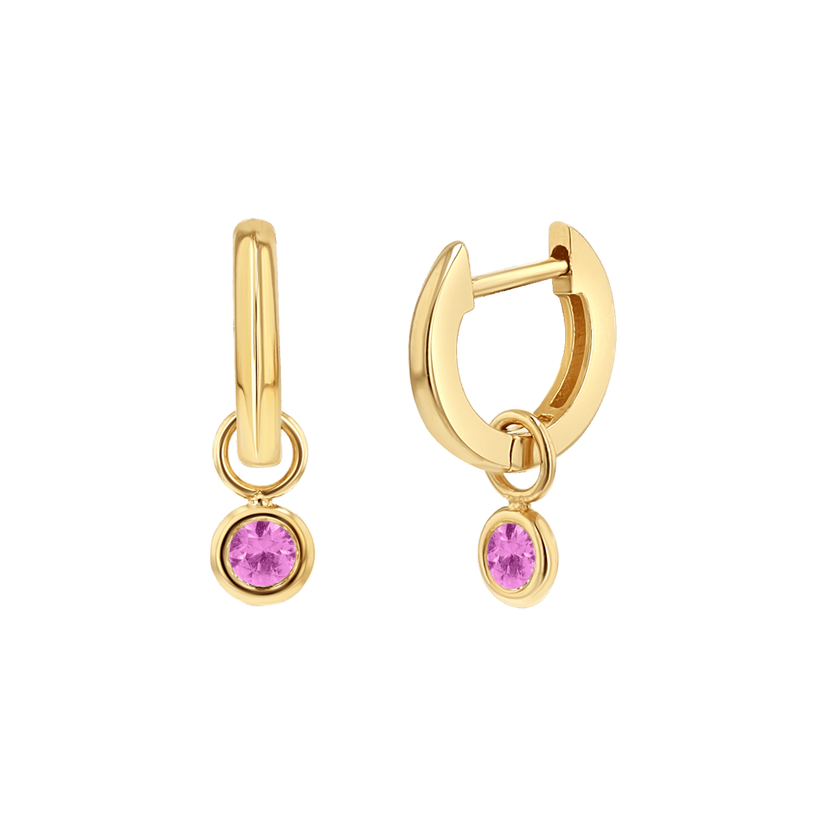 Gemstone Drop Huggies Hoops - Lotus Diamond