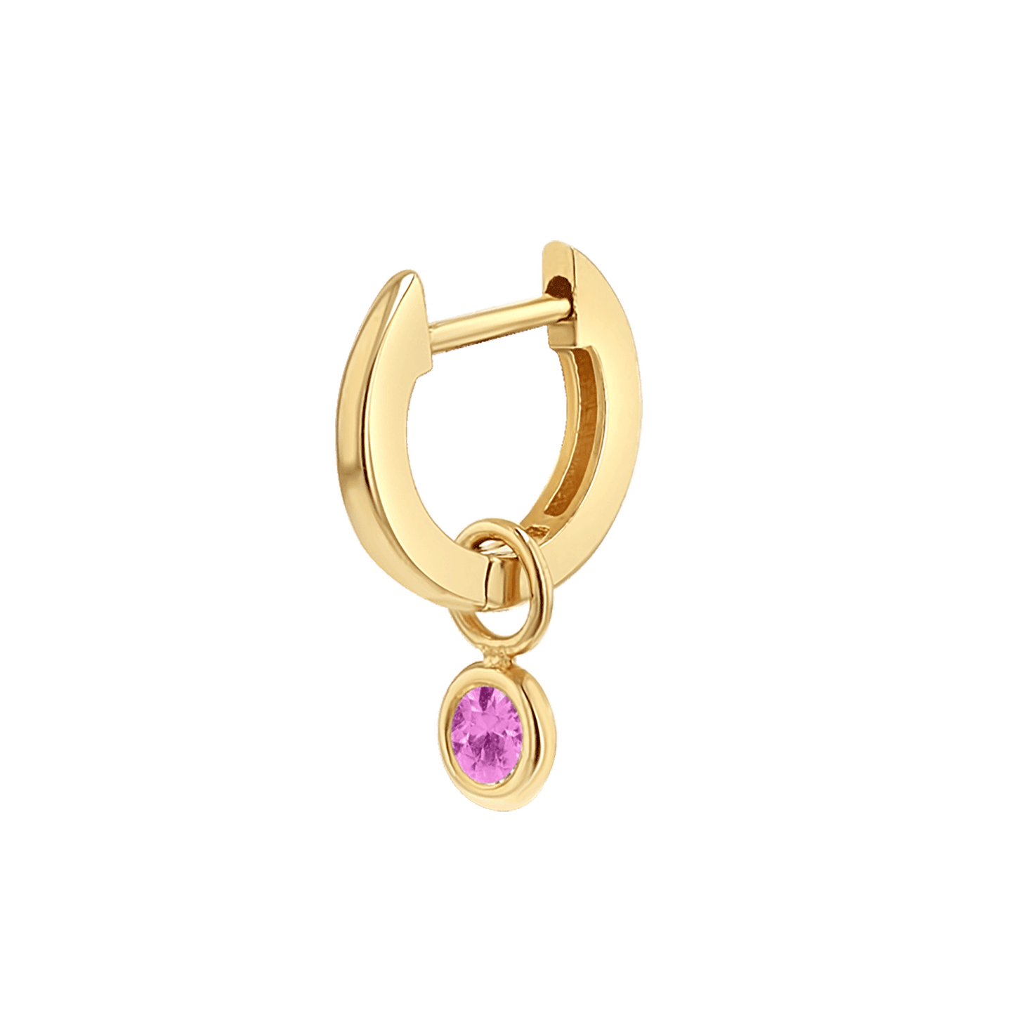 Gemstone Drop Huggies Hoops - Lotus Diamond