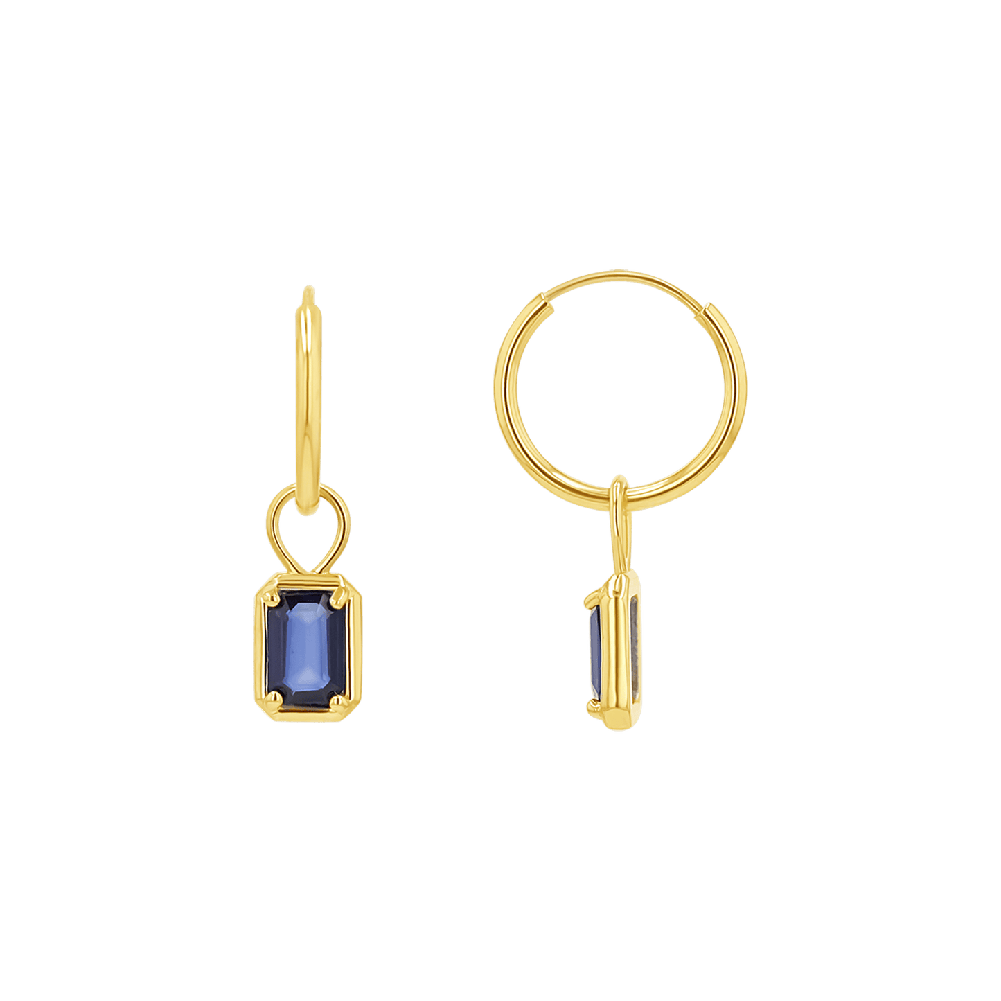 Gemstone Emerald Huggie Charms - Lotus Diamond