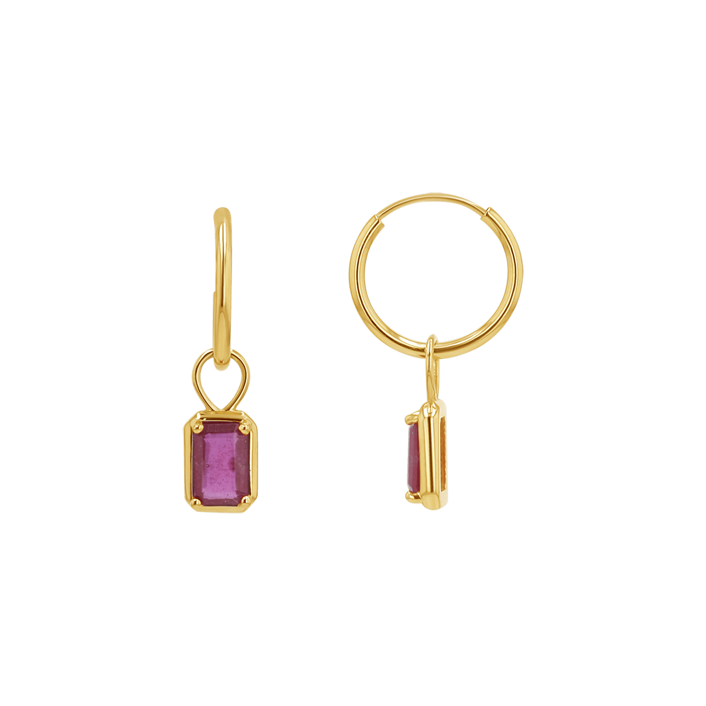 Gemstone Emerald Huggie Charms - Lotus Diamond