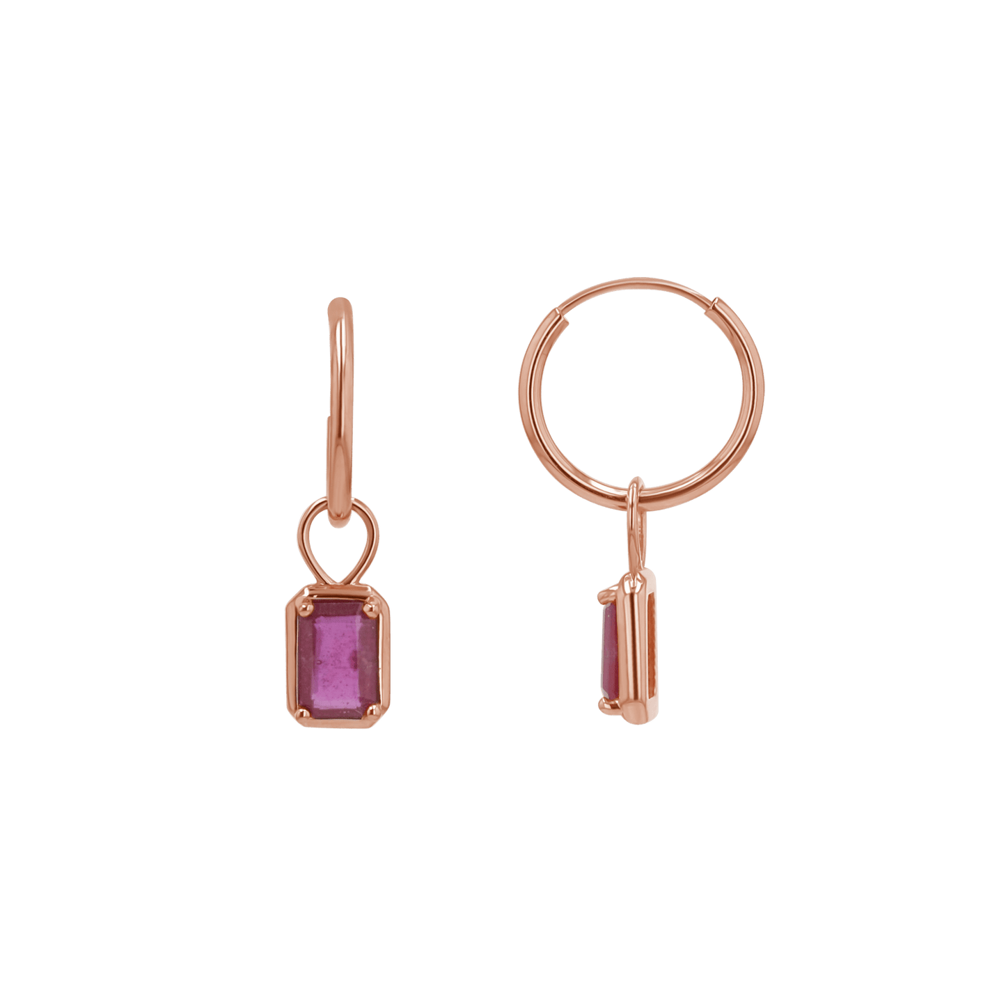 Gemstone Emerald Huggie Charms - Lotus Diamond
